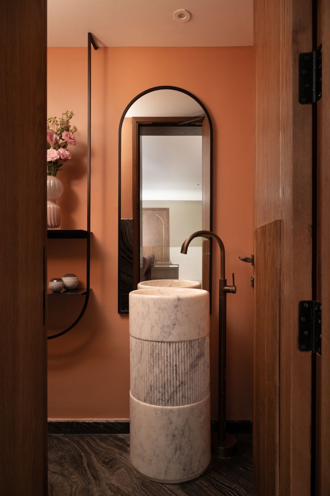 One of the bathrooms of a home in Bengaluru, India, designed by Studio GSA