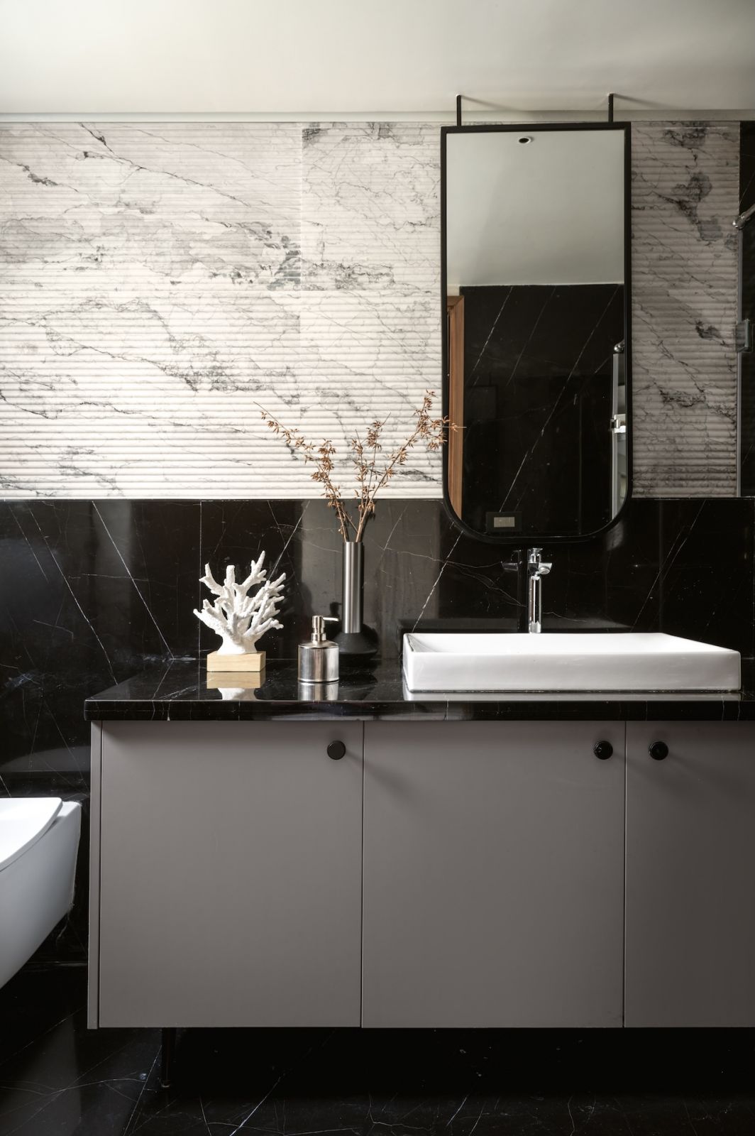 One of the bathrooms of a home in Bengaluru, India, designed by Studio GSA