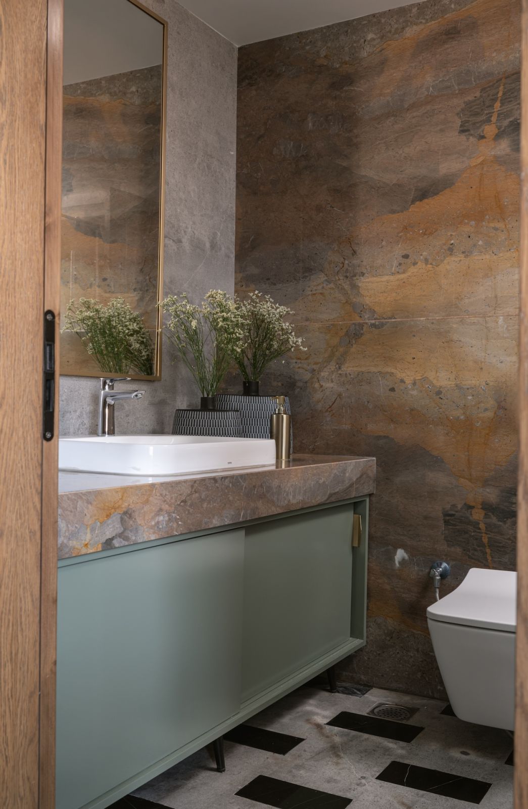 One of the bathrooms of a home in Bengaluru, India, designed by Studio GSA