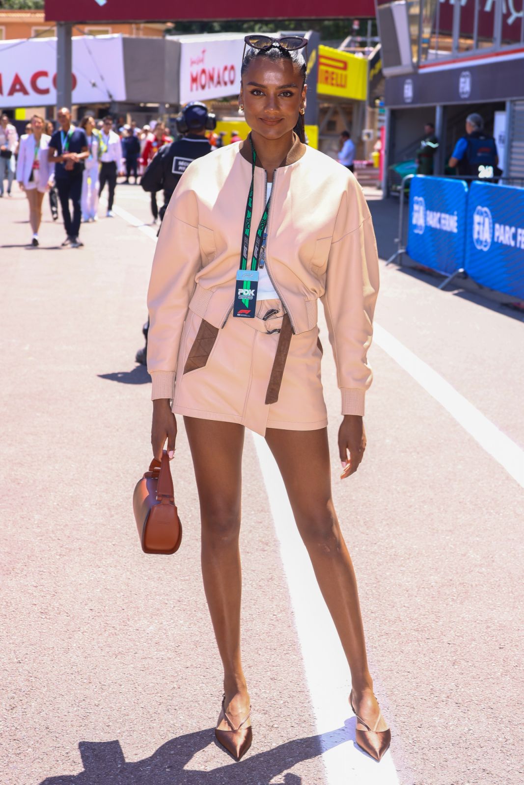 Simone Ashley wears a beige jacket and skirt to the F1 Grand Prix Of Monaco (Photo: Marc Piasecki/WireImage via Getty Images)