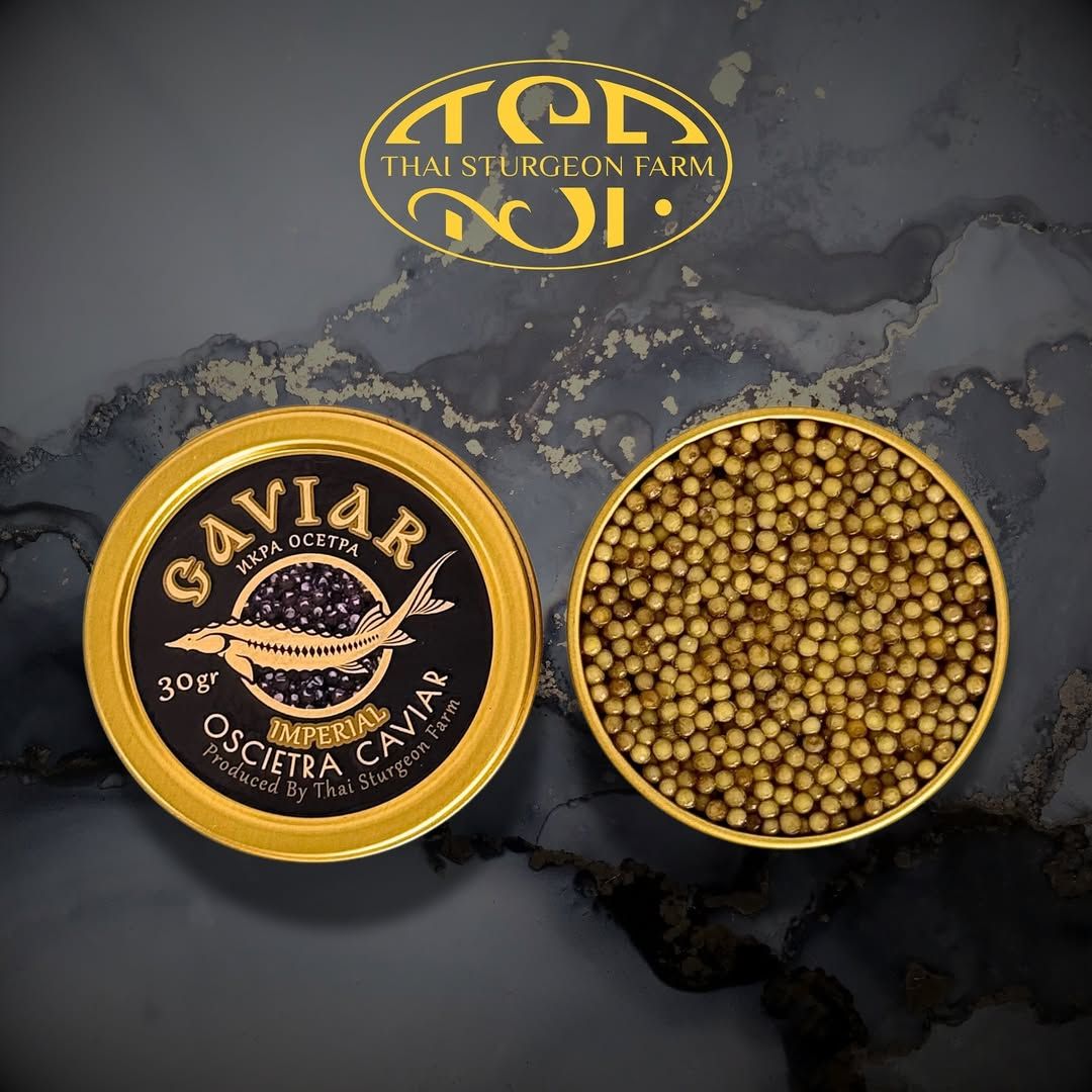 Oscietra caviar เกรด Imperial วัตถุดิบอาหารสุดหรูระดับไฟน์ไดนิ่งจาก Thai Sturgeon Farm ฟาร์มปลาสเตอร์เจี้ยนในอำเภอหัวหิน (ภาพ: Instagram.com / @thaisturgeonfarm)