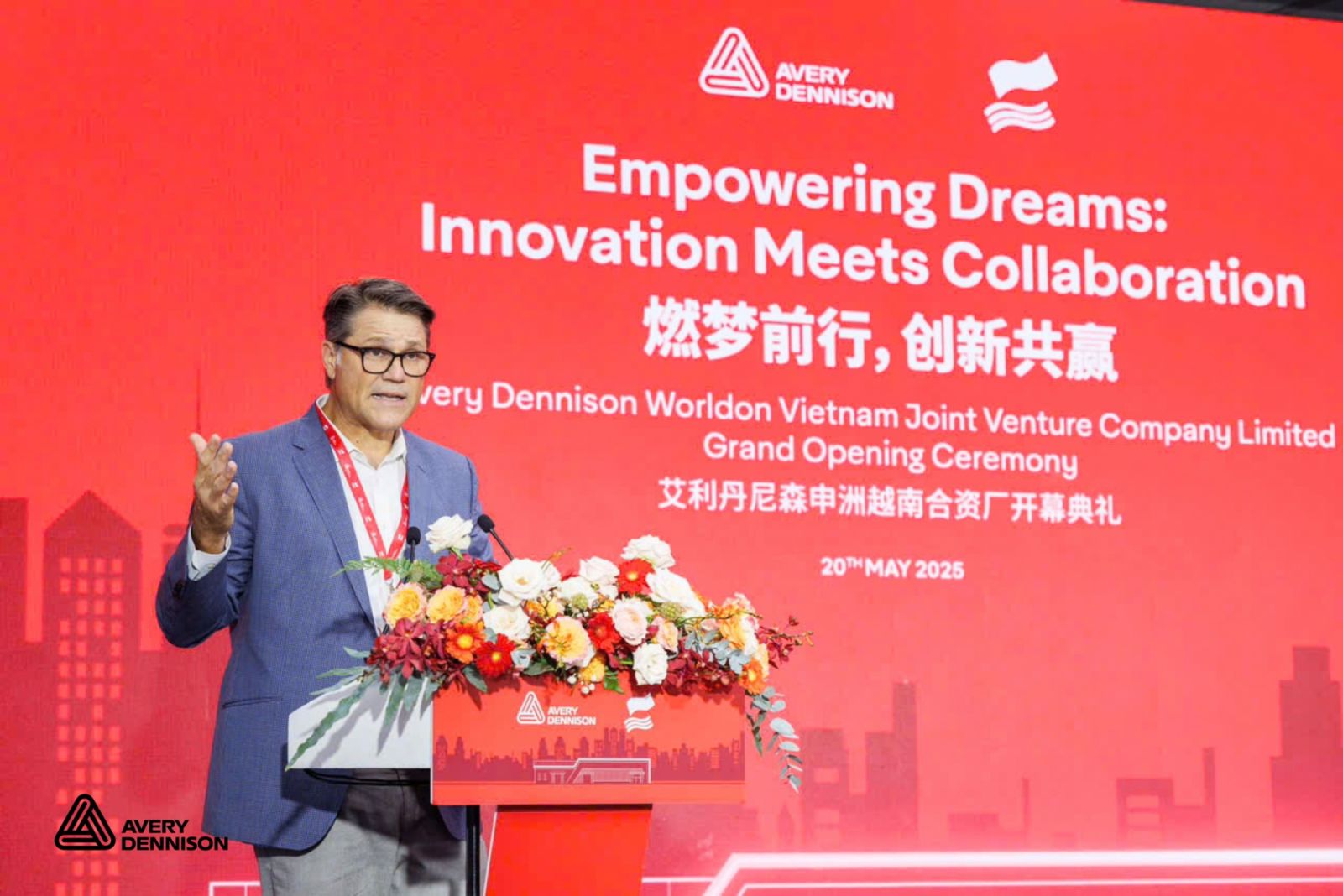 Mr Michael Barton, Senior Vice President and General Manager of Apparel Solutions at Avery Dennison, spoke at the inauguration ceremony (photo: Facebook/Avery Dennison Asean)