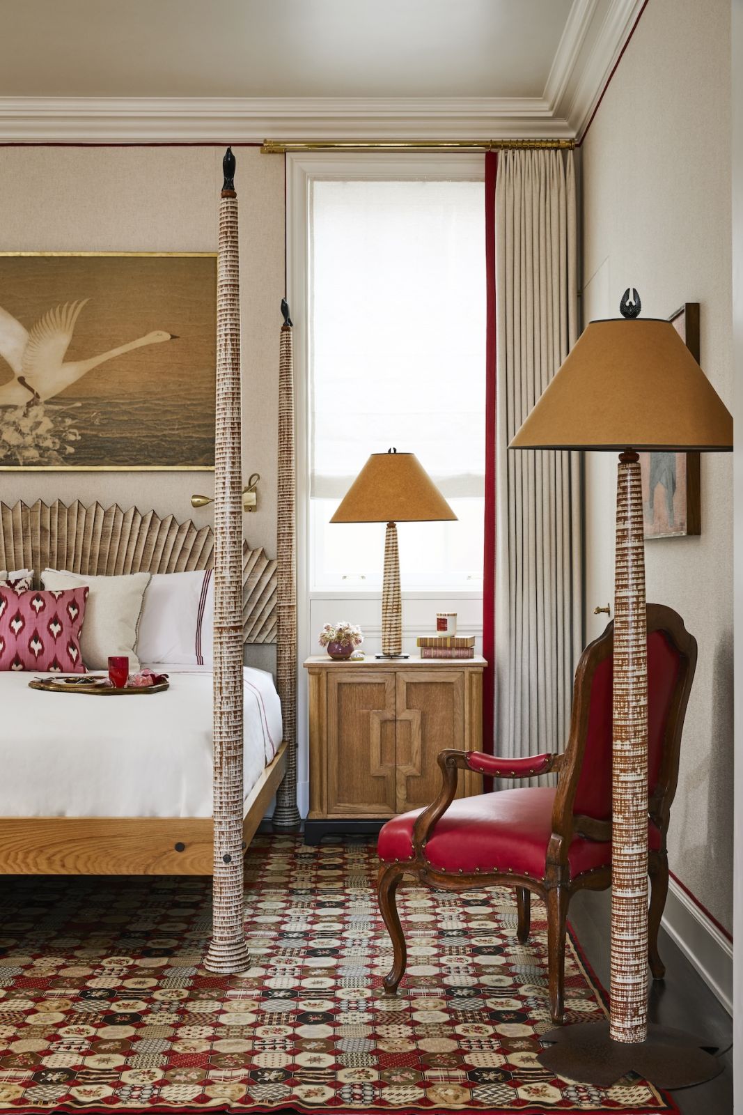 The primary bedroom at a home on Park Avenue, New York, designed by Phillip Thomas