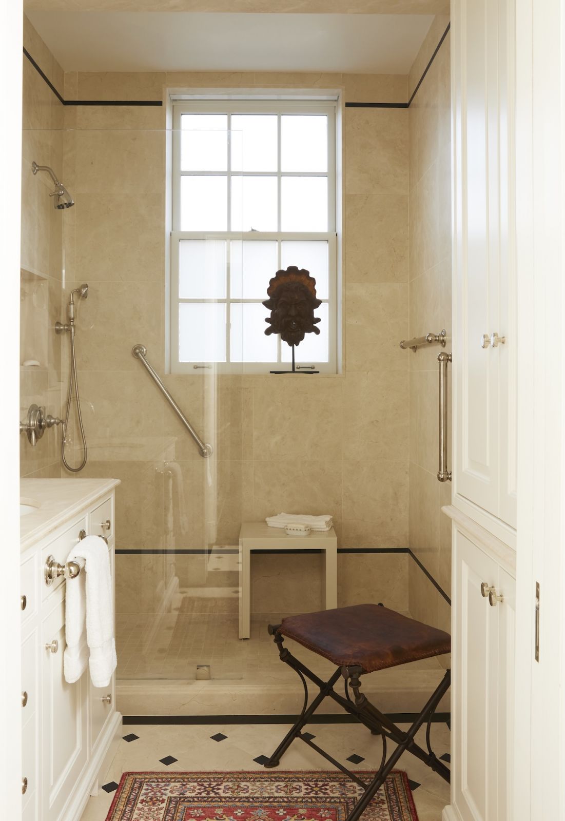 The primary bathroom at a home on Park Avenue, New York, designed by Phillip Thomas