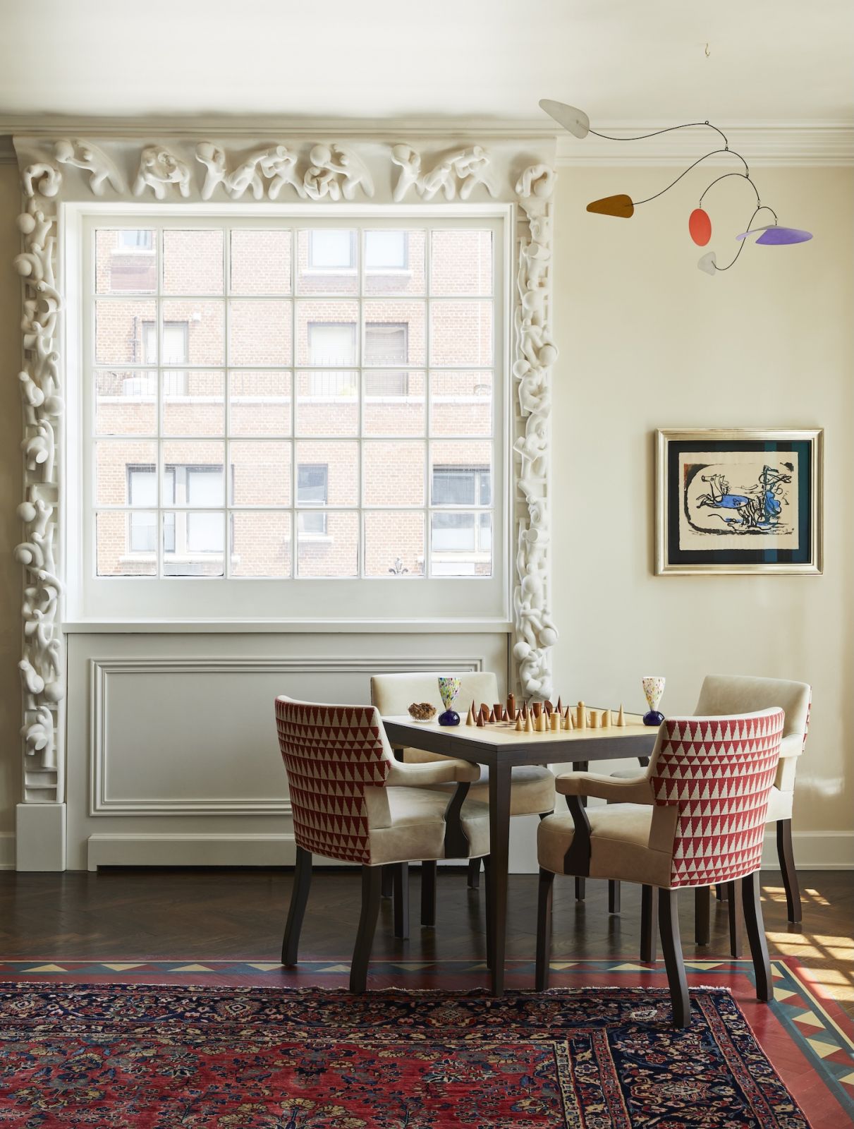 The living room at a home on Park Avenue, New York, designed by Phillip Thomas