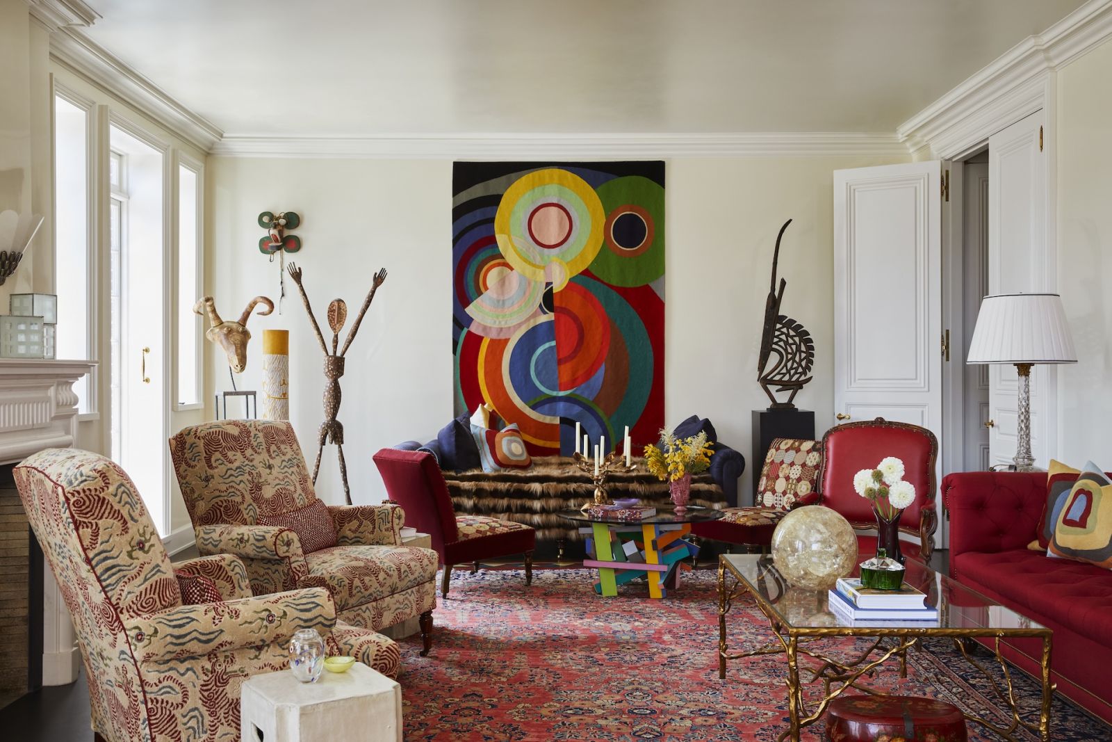 The living room at a home on Park Avenue, New York, designed by Phillip Thomas