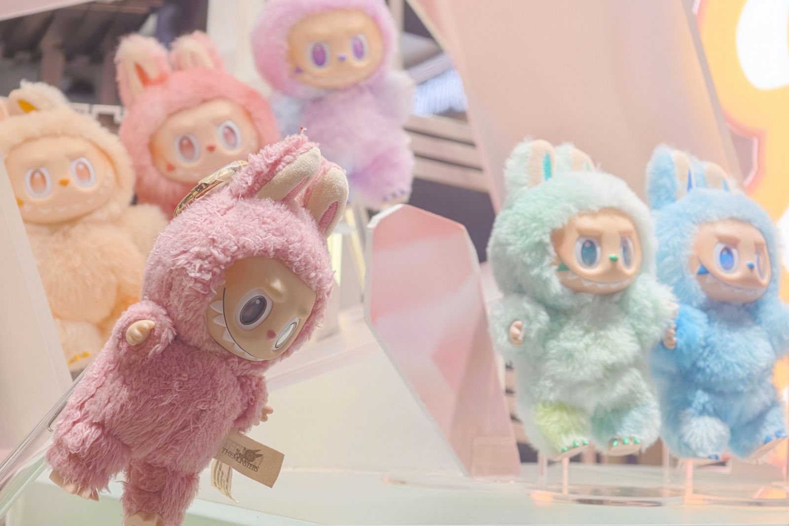 SHANGHAI, CHINA - MAY 24: Pop Mart's Labubu vinyl plush figures are on display at a Pop Mart store on May 24, 2025 in Shanghai, China. (Photo by VCG/VCG via Getty Images)
