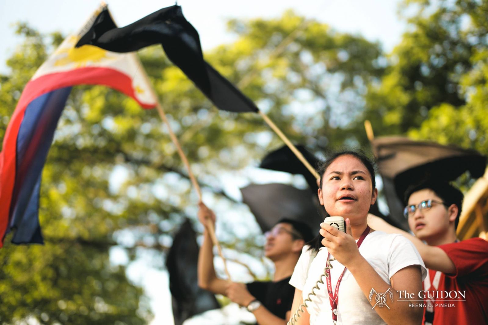 Hyacenth Bendaña, during her years as a student in Ateneo De Manila University, leading a rally for better active transport policies