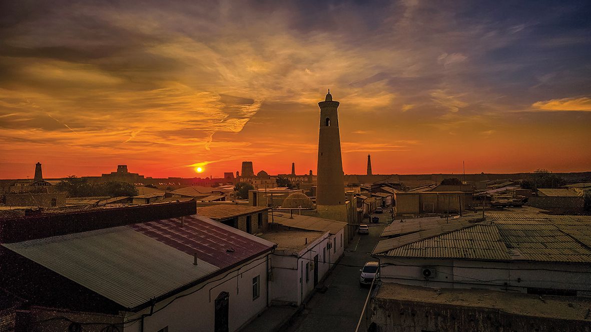 Sunrise from the rooftop of Hotel Bankir Khiva