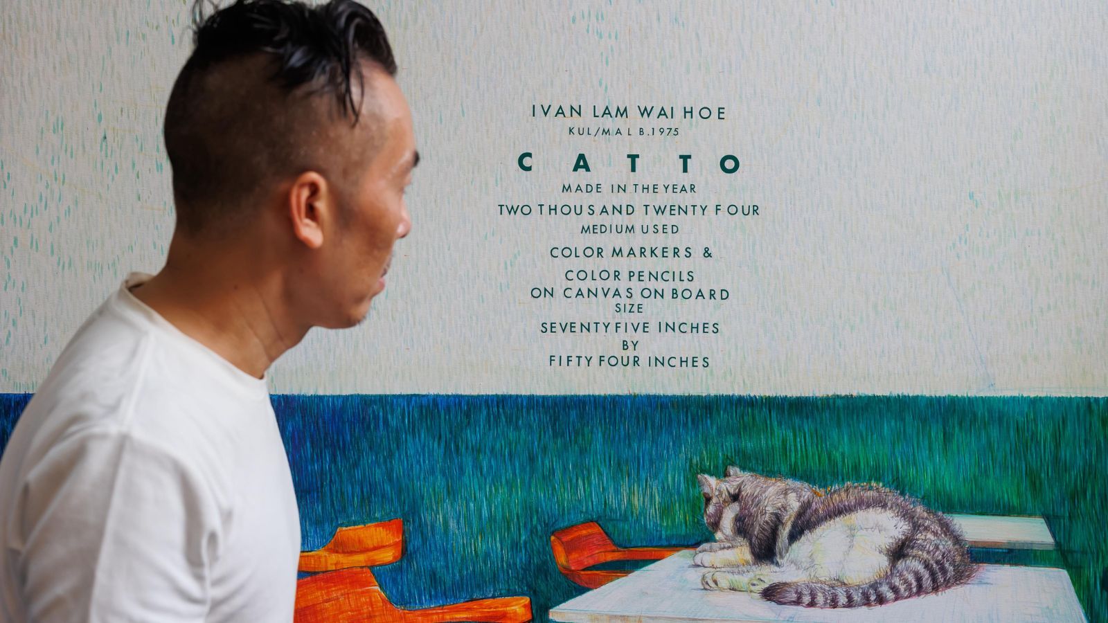 Malaysian artist Ivan Lam with Catto (2024) (Photo: Wei-Ling Gallery)