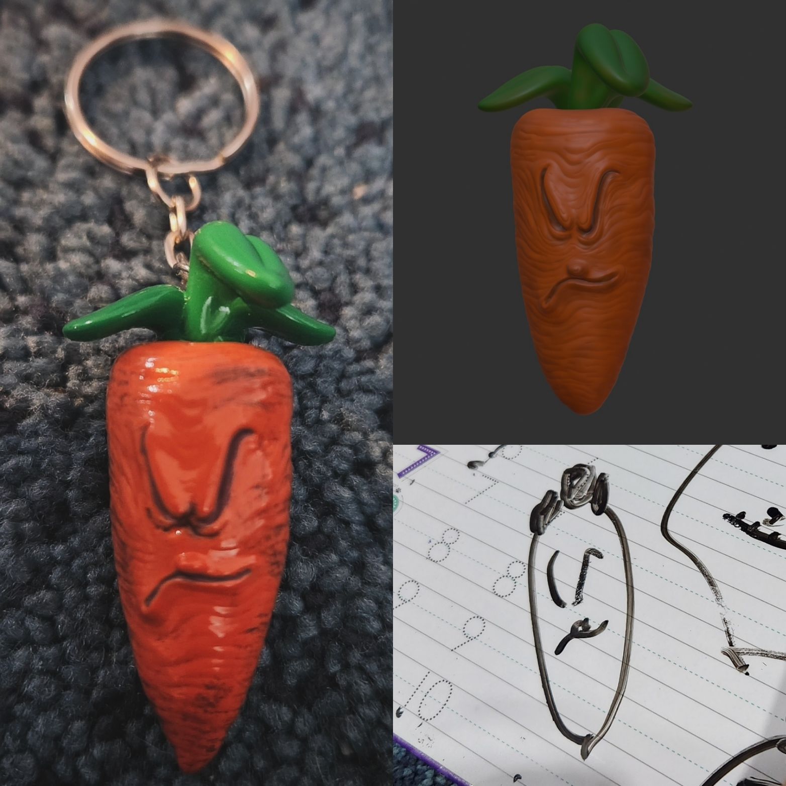 Jyn’s Angry Carrot concept alongside Liew’s refined design