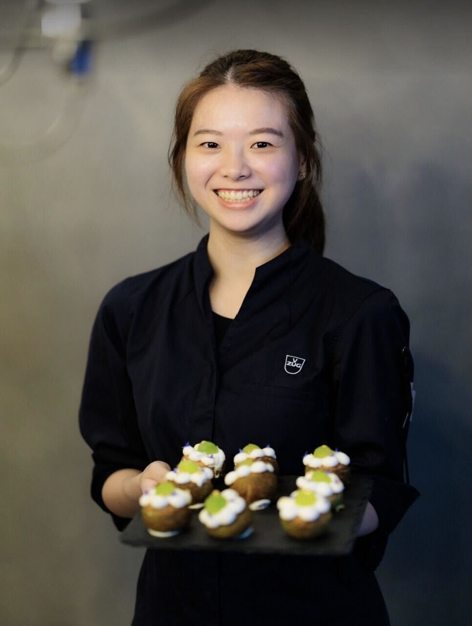 Chef Kelysa Lee and her pear and cucumber choux