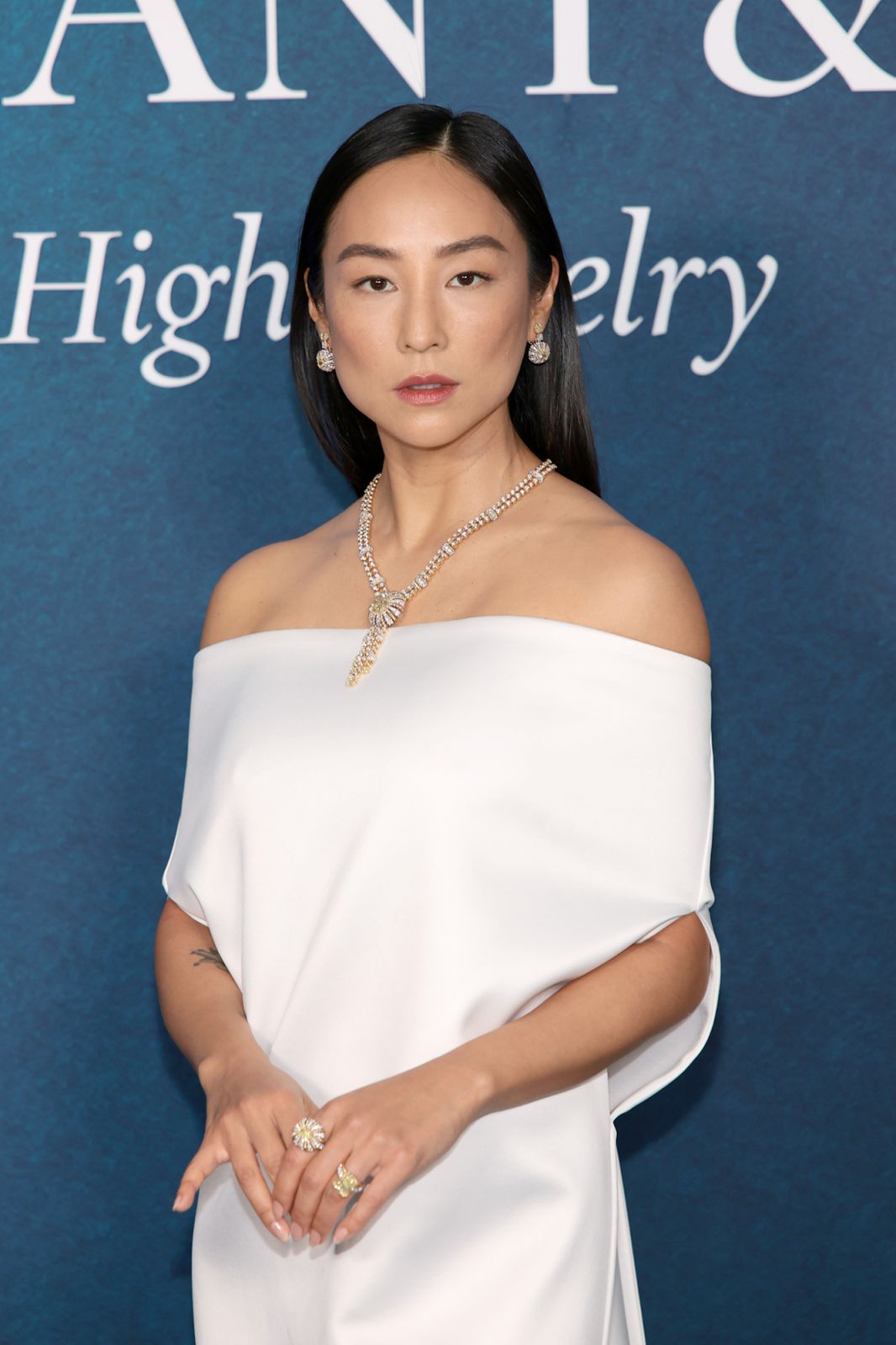 Greta Lee wears Tiffany & Co jewellery from the Urchin chapter of Blue Book 2025