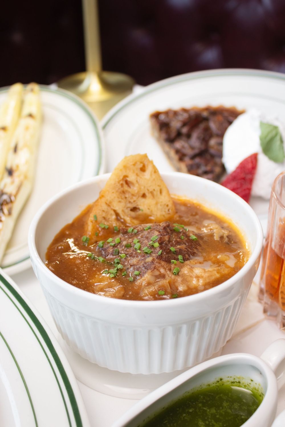 Start the meal with French onion soup at Wolfgang's Steakhouse