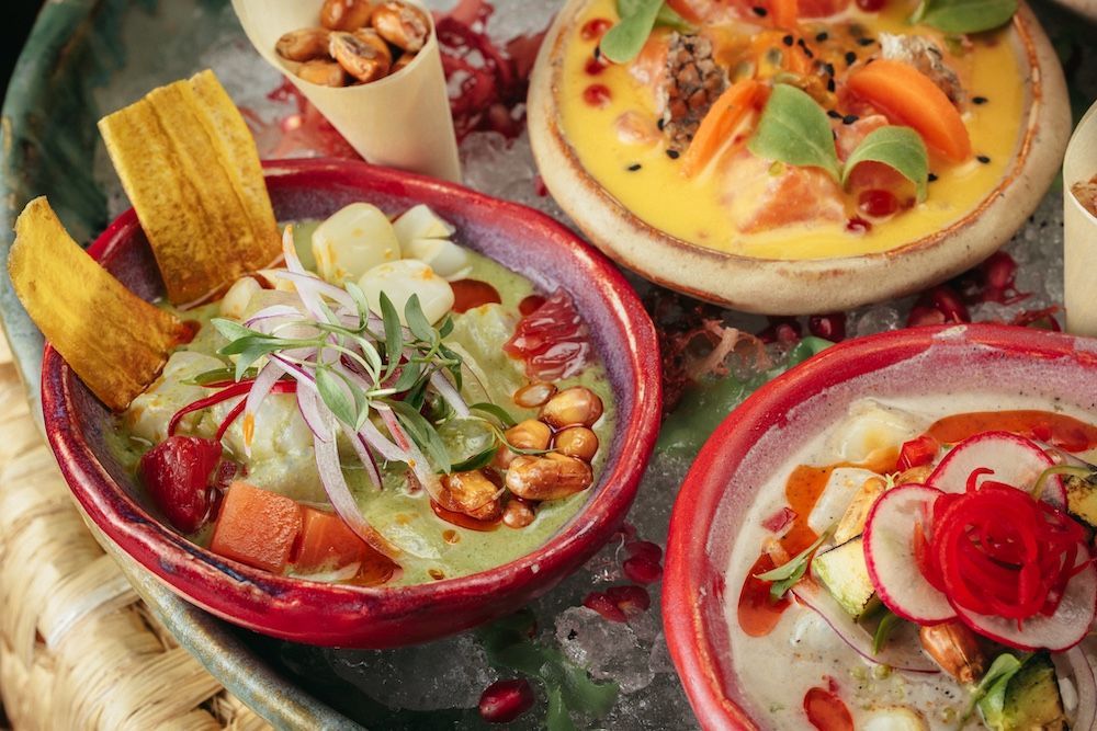 An assortment of ceviches at Sushisamba