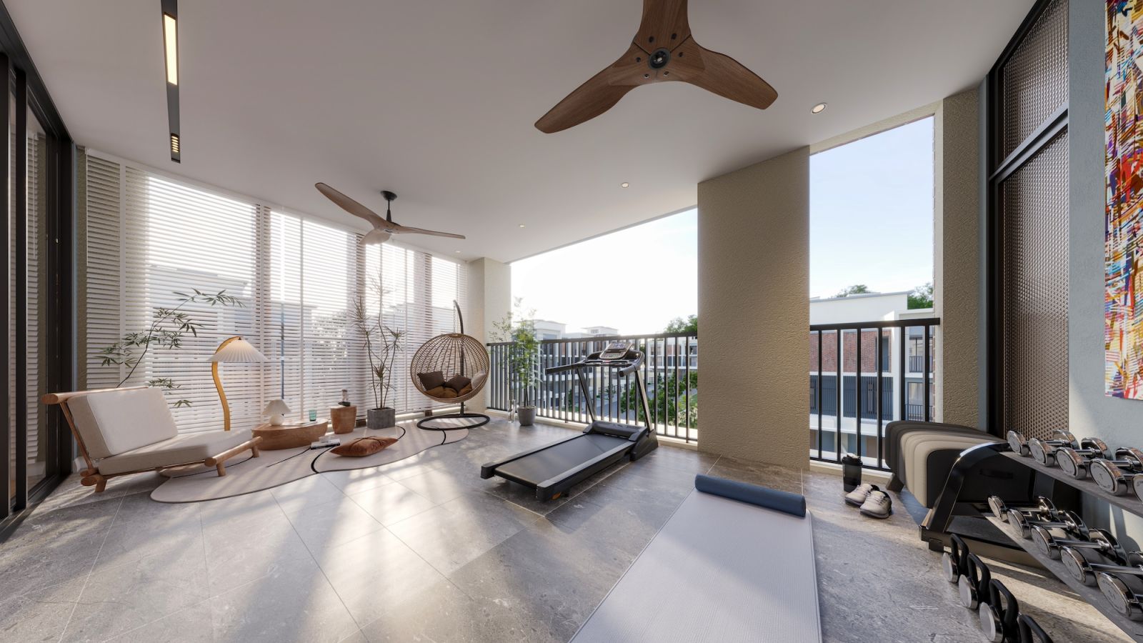 The lanai spaces function as transitional areas between indoor and outdoor living, capturing breezes and channelling natural light deeper into homes whilst providing private areas for relaxation and personal gardening.