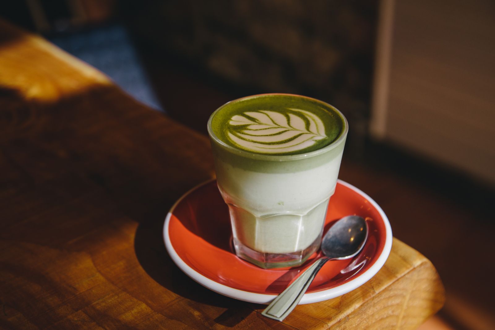 Matcha latte in a glass