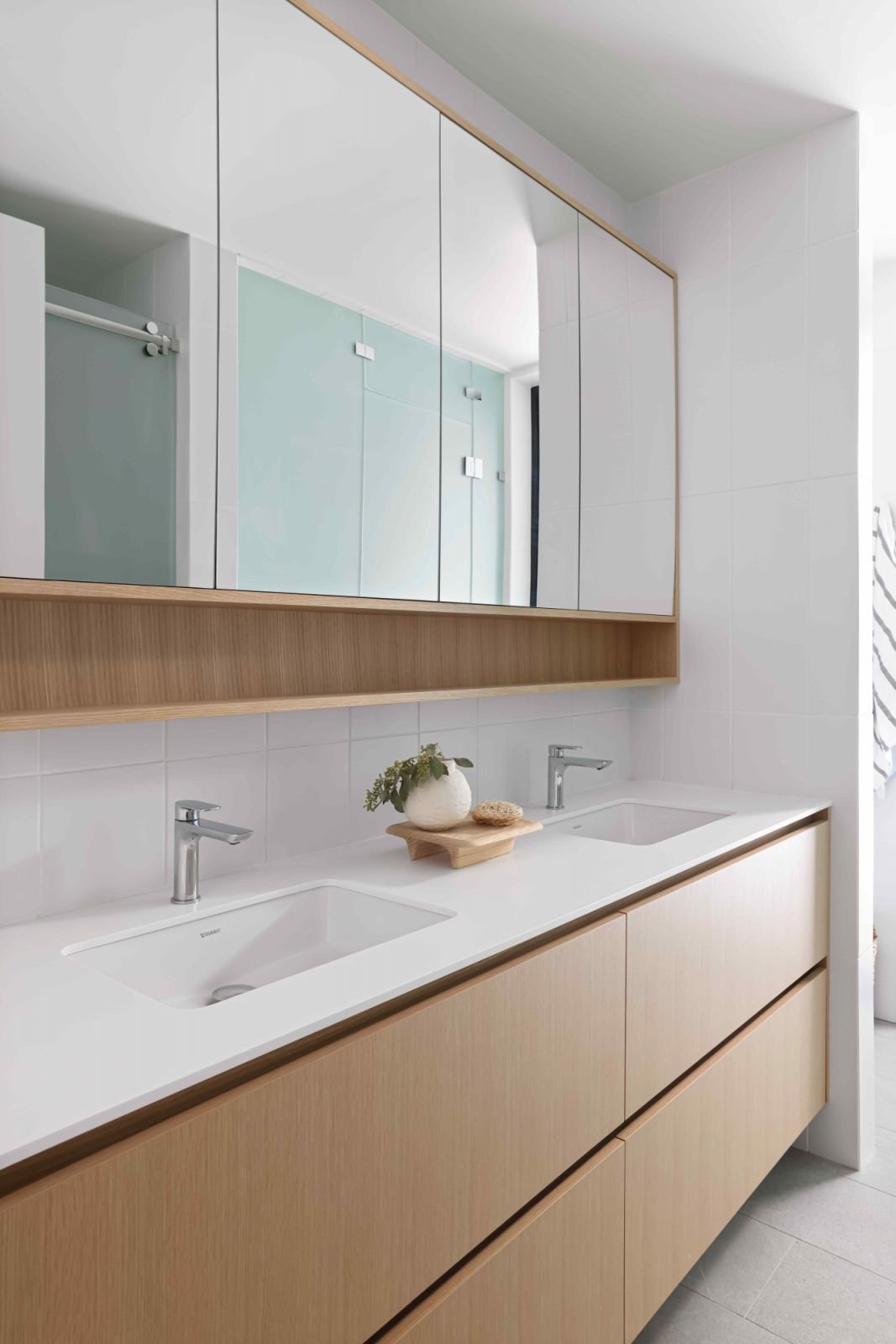 The bathroom reflects a refreshed vision of Nordic living