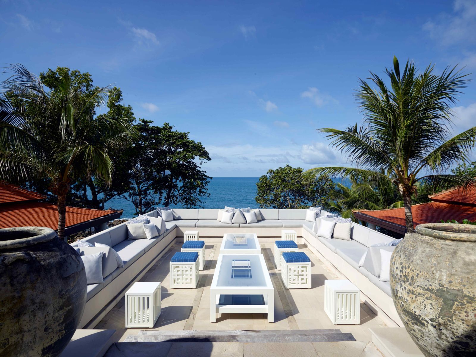 One of the outdoor terraces with sunken seating area (Photo: Thorp Design)