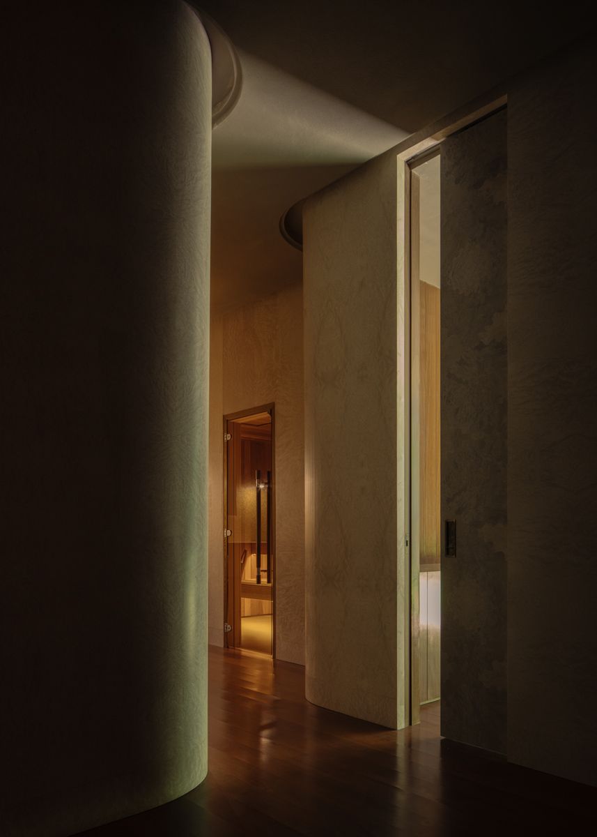 View of the wellness spaces at the basement of the Moongate House