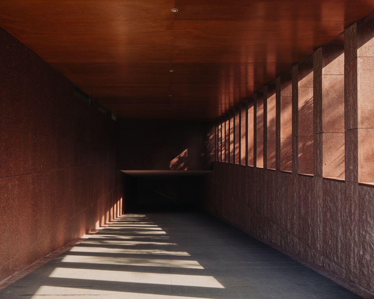 Even the driveway to the Moongate House’s basement presents an enchanting shadow play