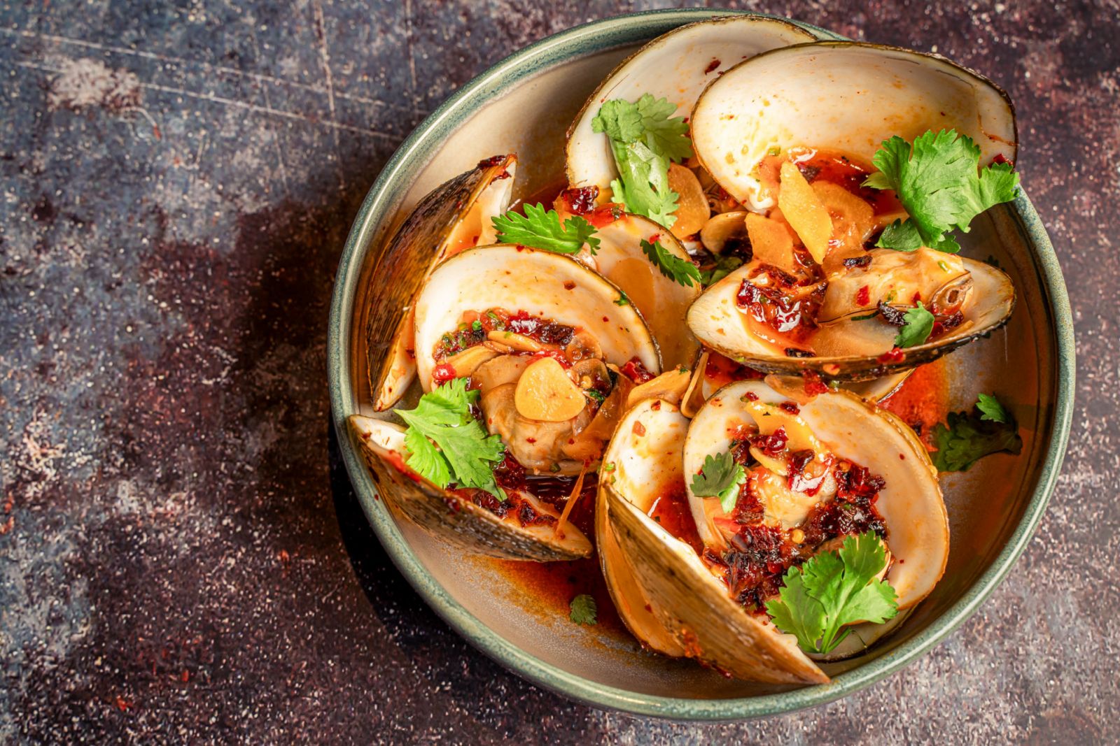 Spicy XL clams in chilli bean paste and yuzu kosho
