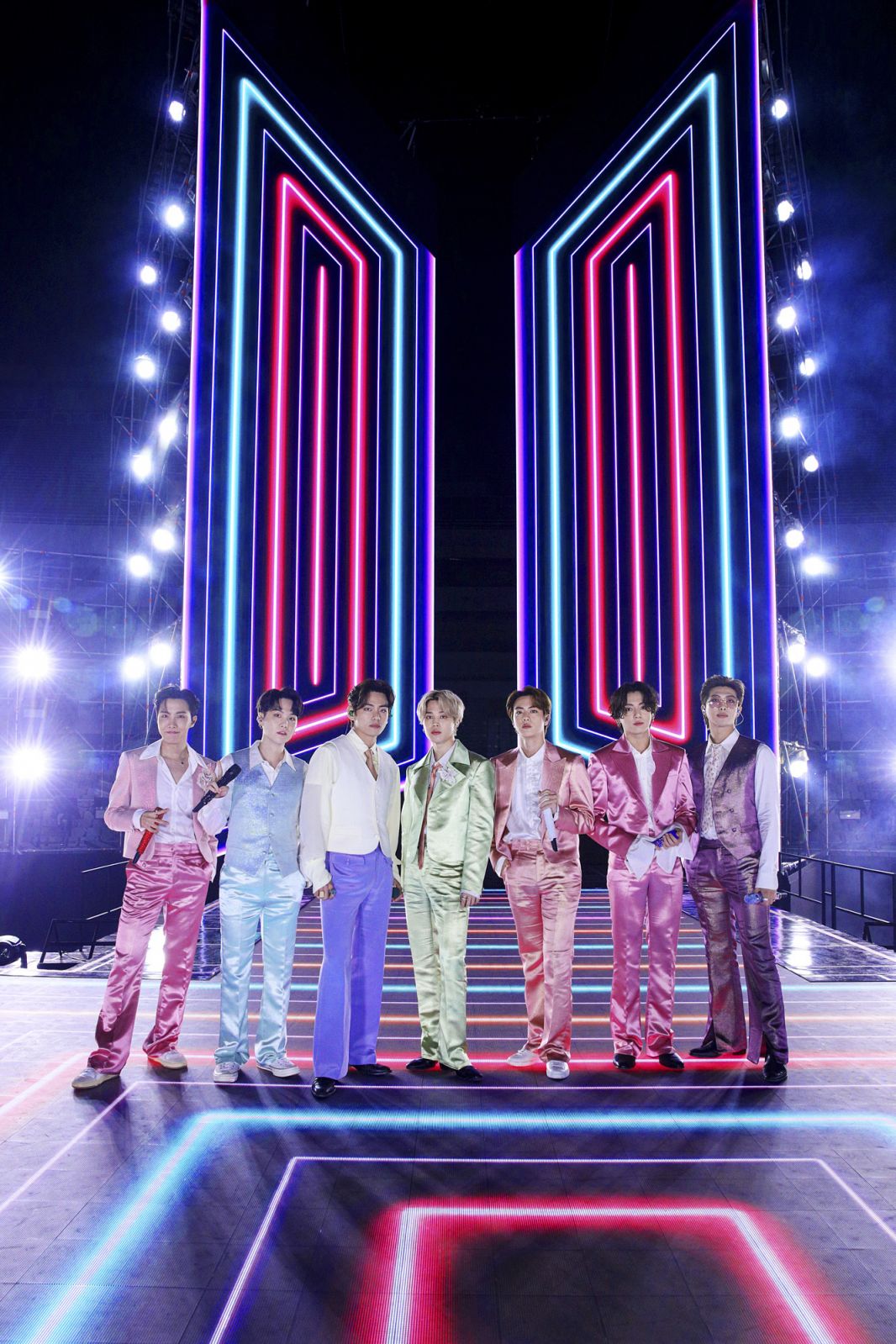 SOUTH KOREA - NOVEMBER 22: (EDITORIAL USE ONLY; NO BOOK COVERS.) In this image released on November 22, J-Hope, Suga, V, Jimin, Jin, Jungkook, RM of BTS perform onstage for the 2020 American Music Awards on November 22, 2020 in South Korea. (Photo by Big Hit Entertainment/AMA2020/Getty Images via Getty Images)
