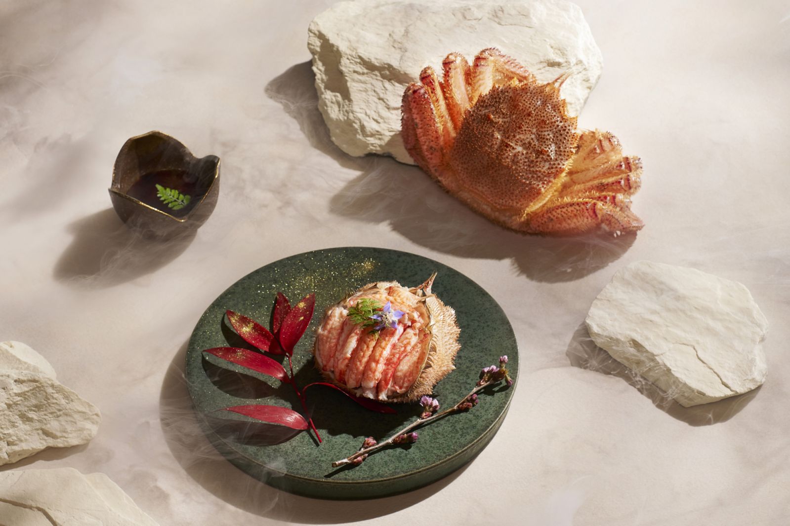 Sweet Hokkaido kegani served whole, lightly dressed in a refreshing yuzu sanbaizu