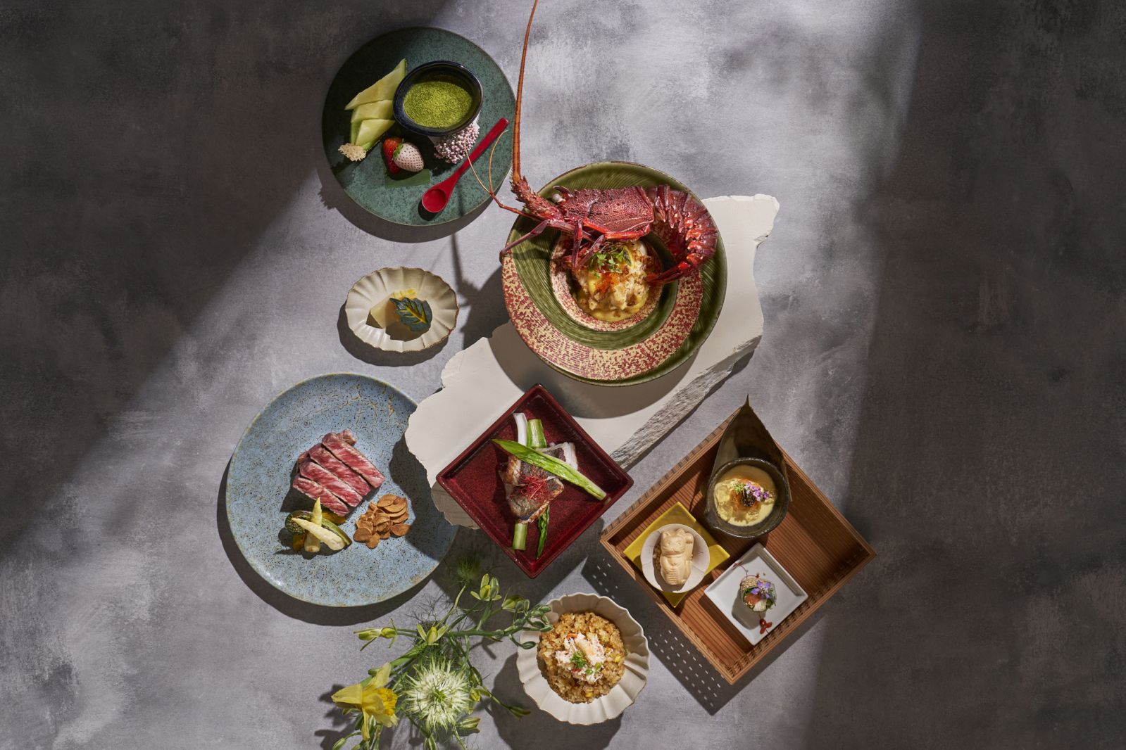 Highlights from the teppanyaki course, featuring lobster, Wagyu, and seasonal delicacies
