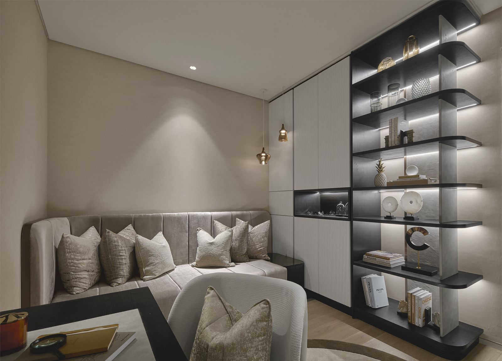 The study functions as a guest room, positioned to create clear definitive flow between private and shared zones without awkward transitions