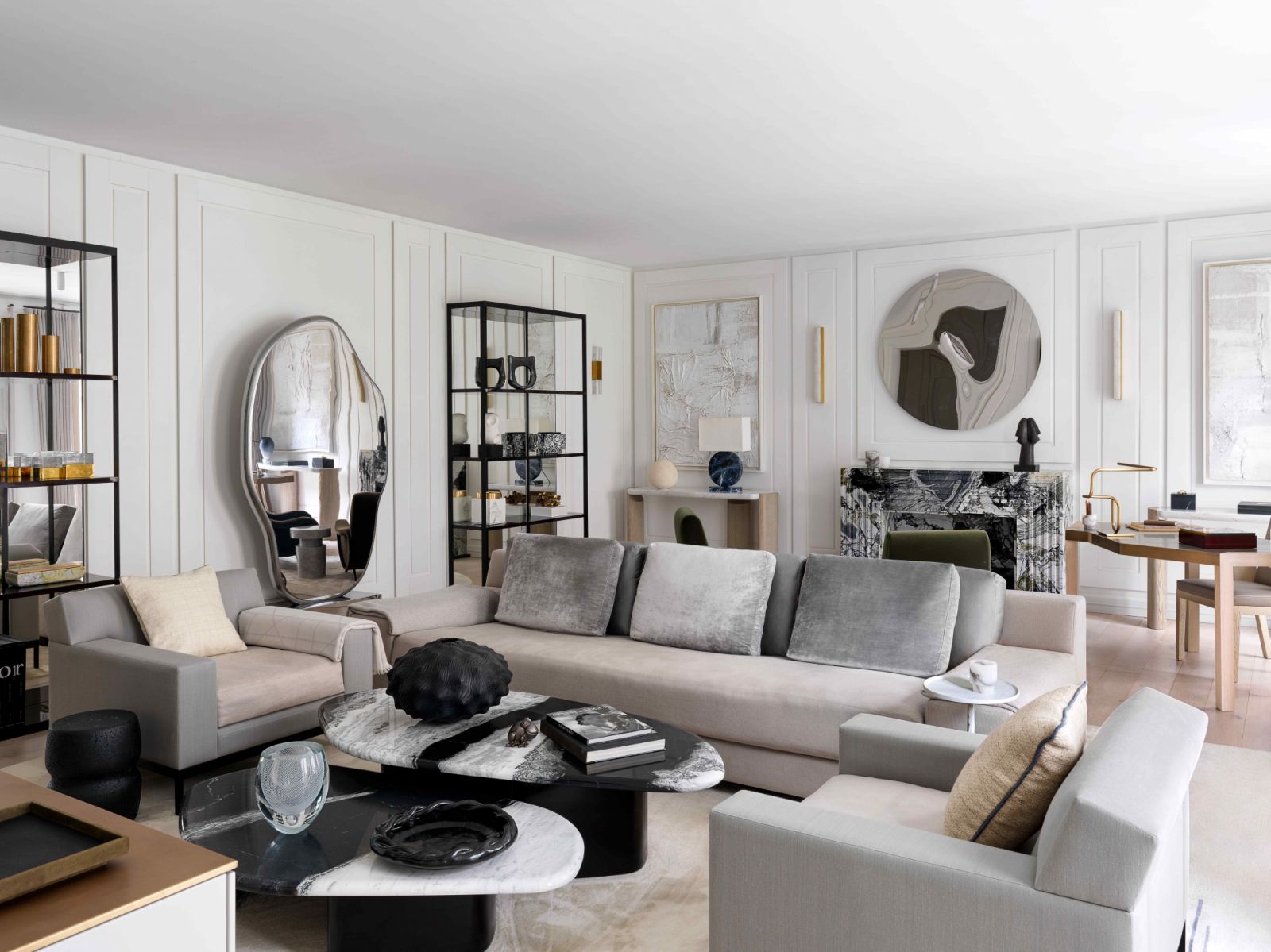 Neutral shades and monochromatic tones for a calm and restrained space