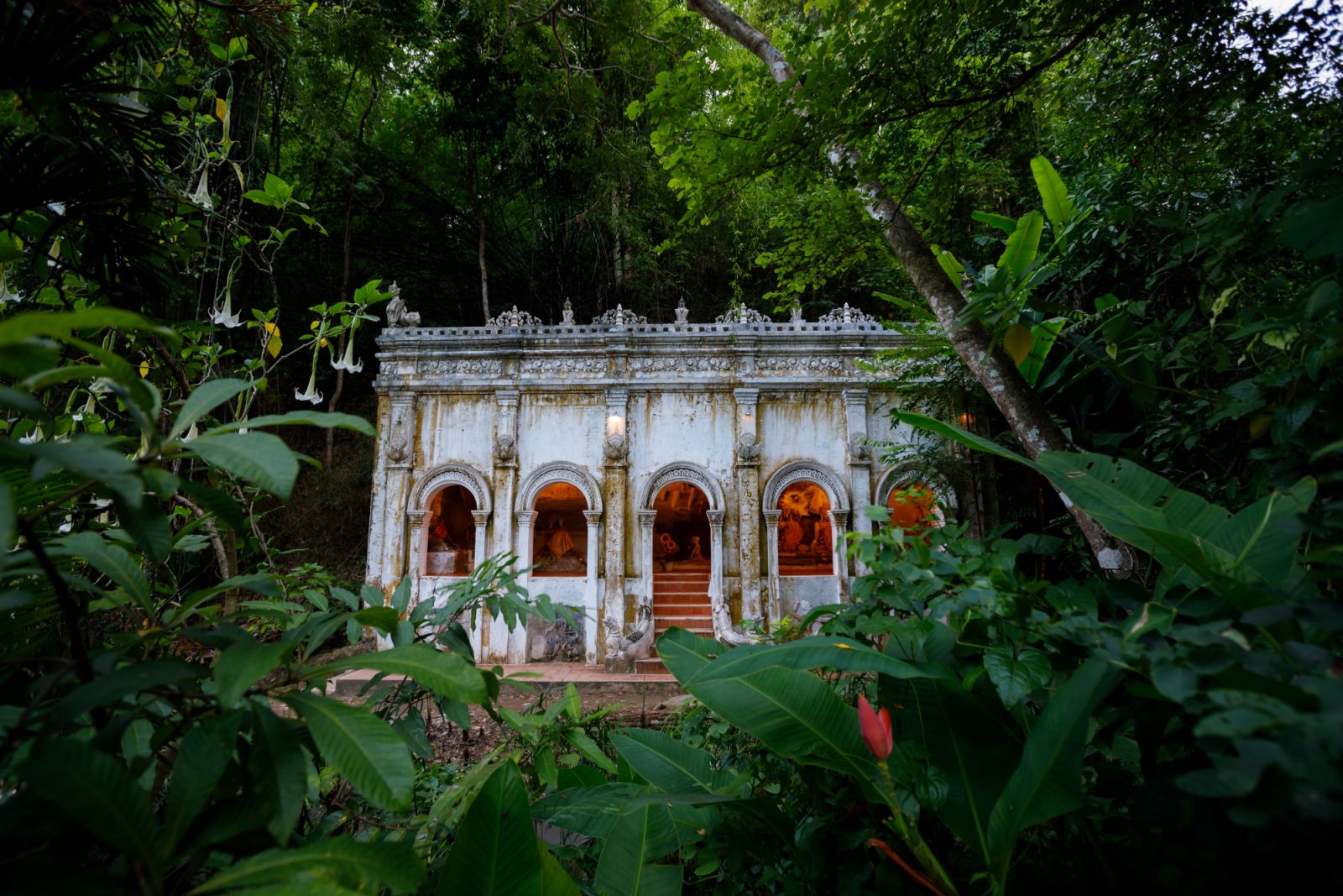 The Beautiful ancient building in the Wat Pha Lat. This famous buddhist forest temple is located in Chiang Mai, Thailand.