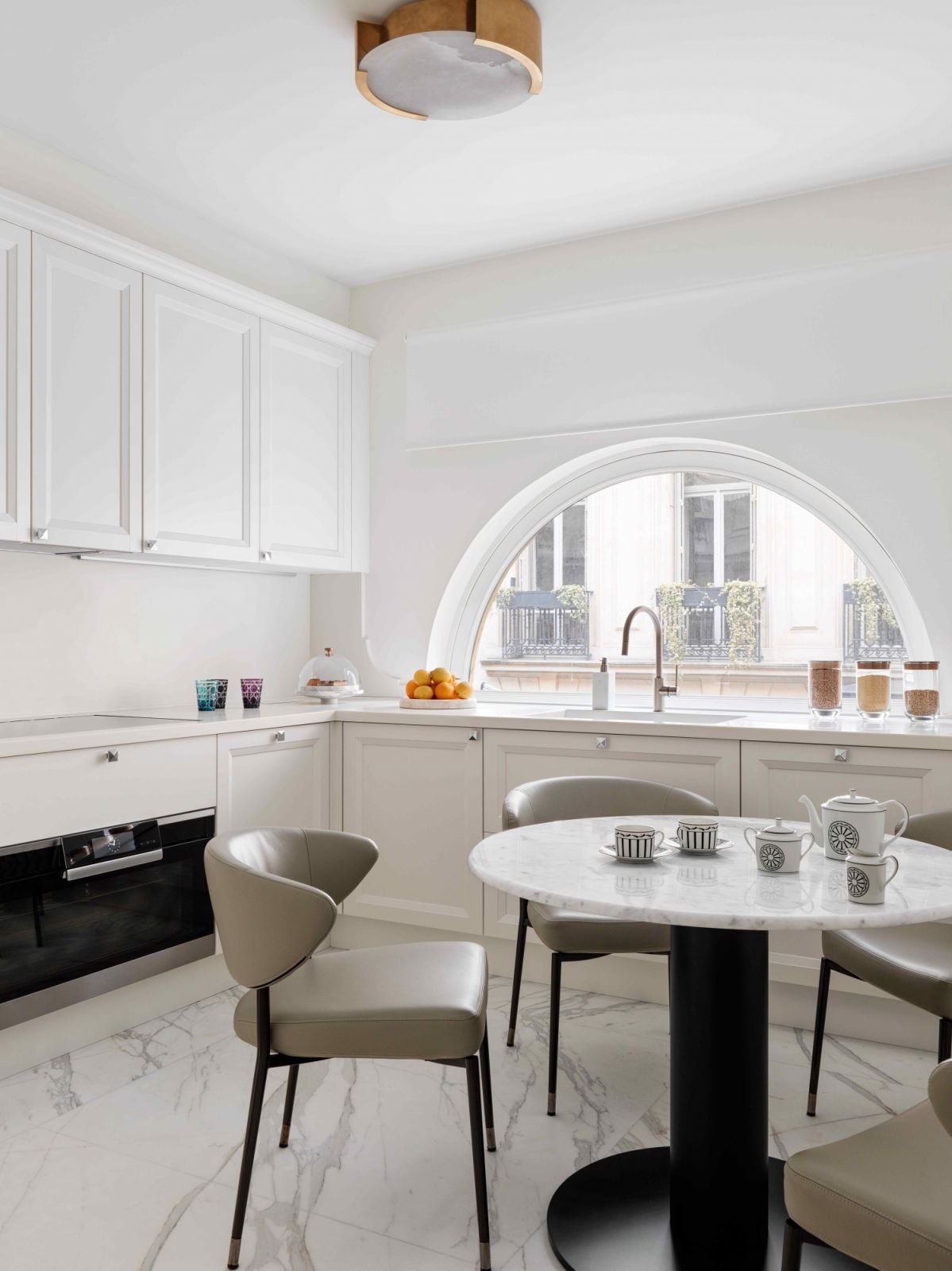 The kitchen and dining area in a separate room
