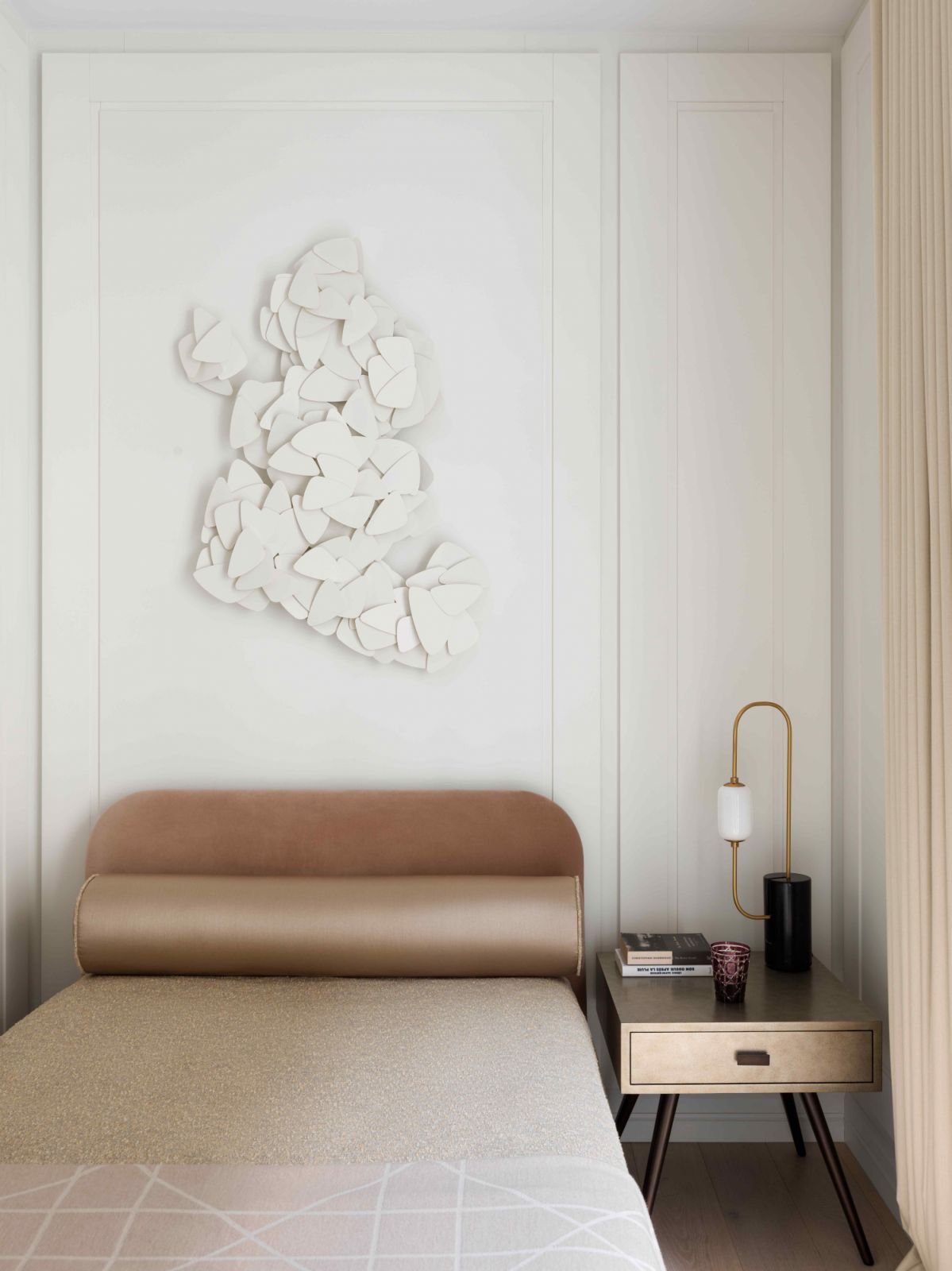 One of the bedrooms with an Art et Floritude wall installation