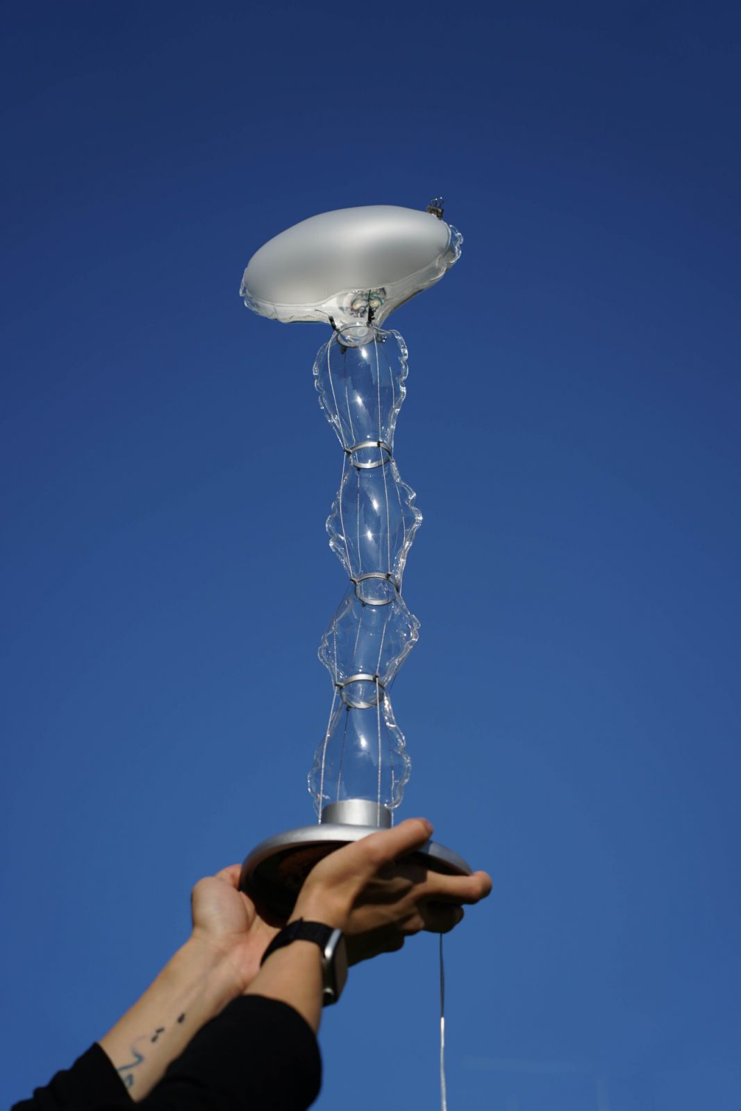The endearing Bubble lamp by Chinese design duo Zhen Bian and Jaco Qian of Studio Ololoo garnered appreciation during Stockholm Design Week thanks to its space-saving feature