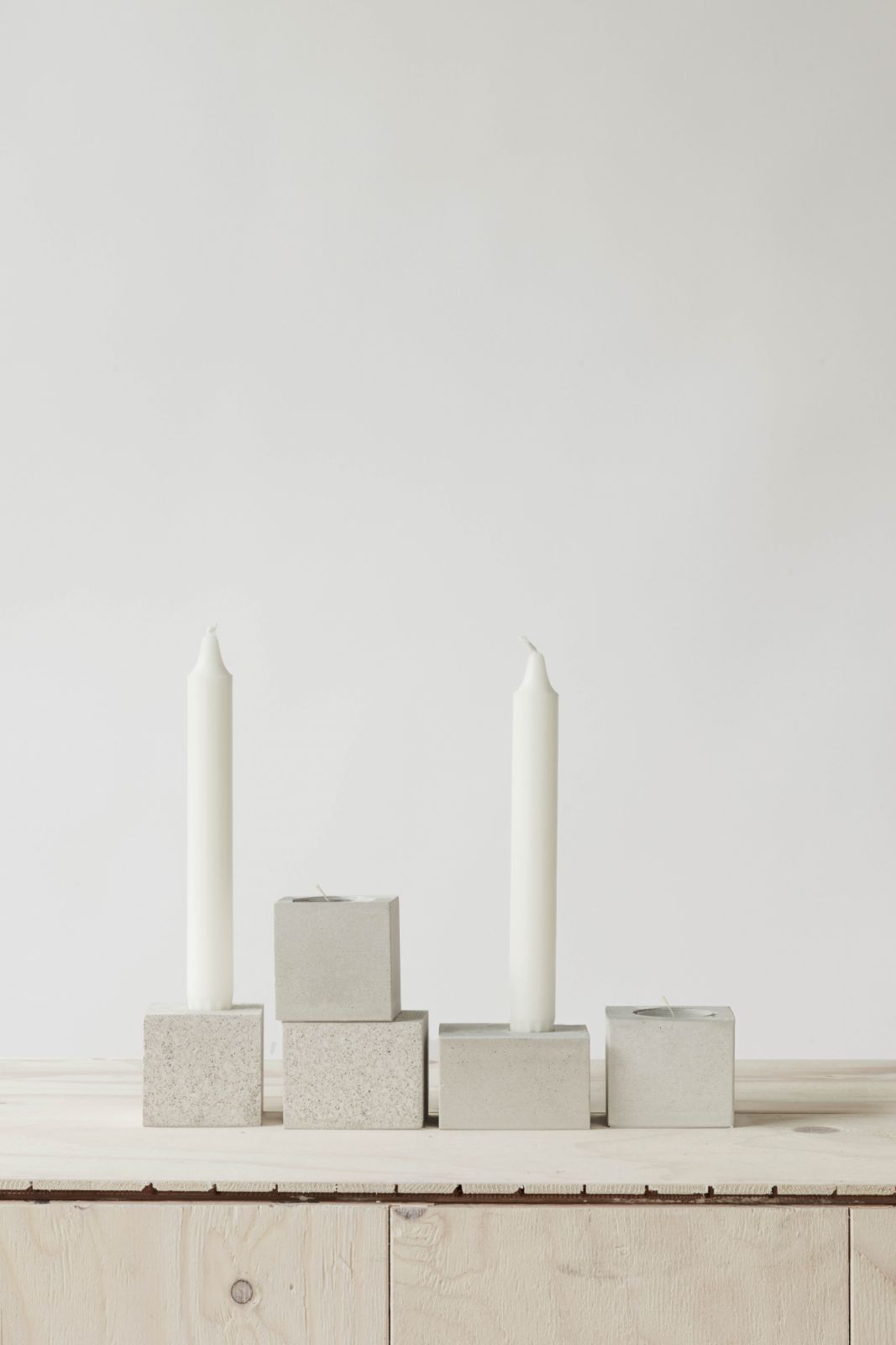 Louise Bahrton’s Reminder (003) candle holders for Enkei are sold in a set of five;