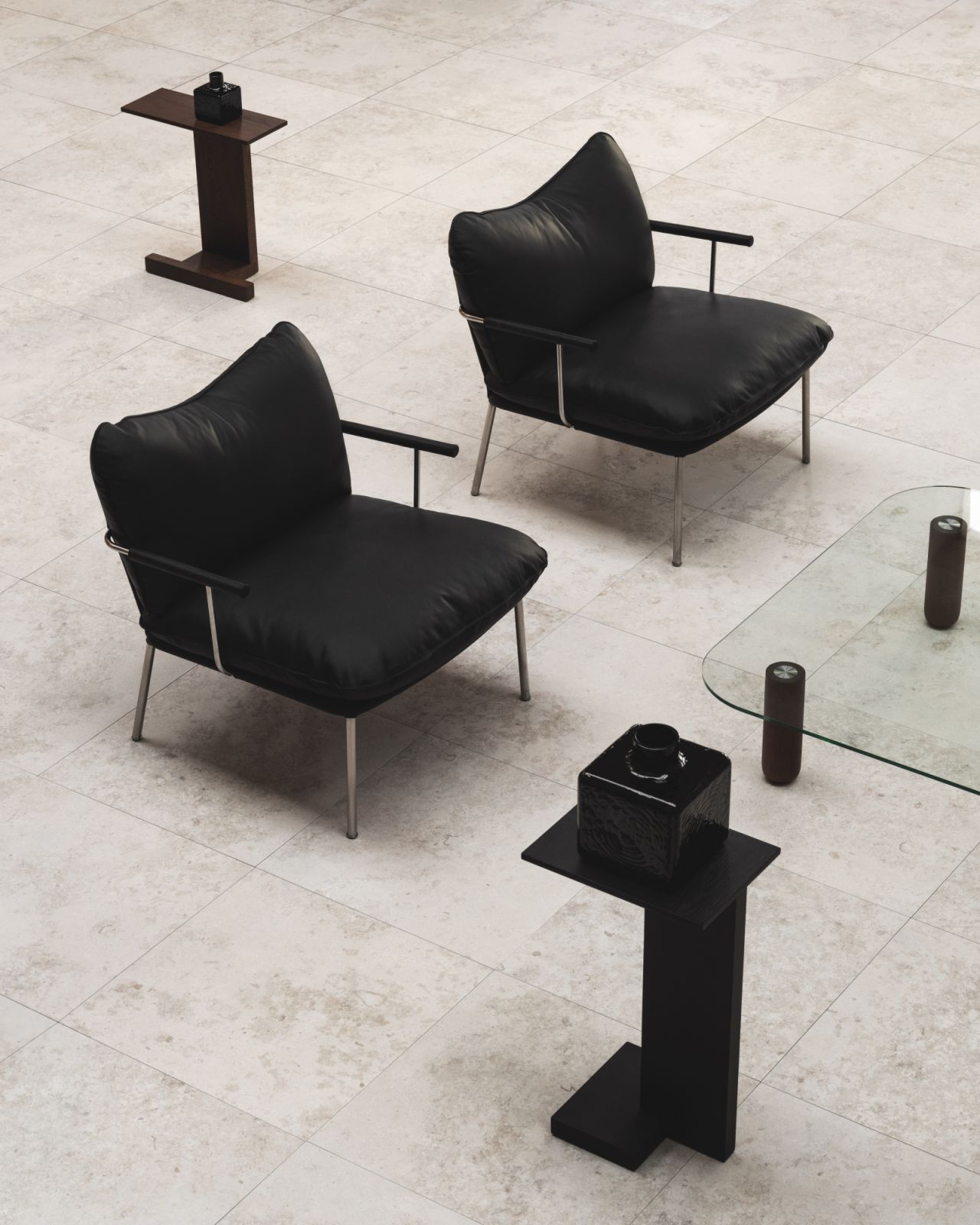 Andreas Engesvik’s Pico chair for Fogia appears like a pair of pillows set on a thin tubular steel structure
