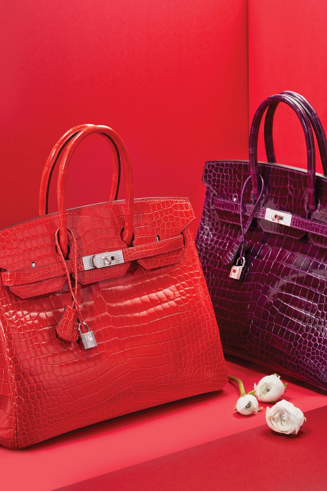 Géranium Crocodile Diamond Birkin 35 (photo: Christie's).