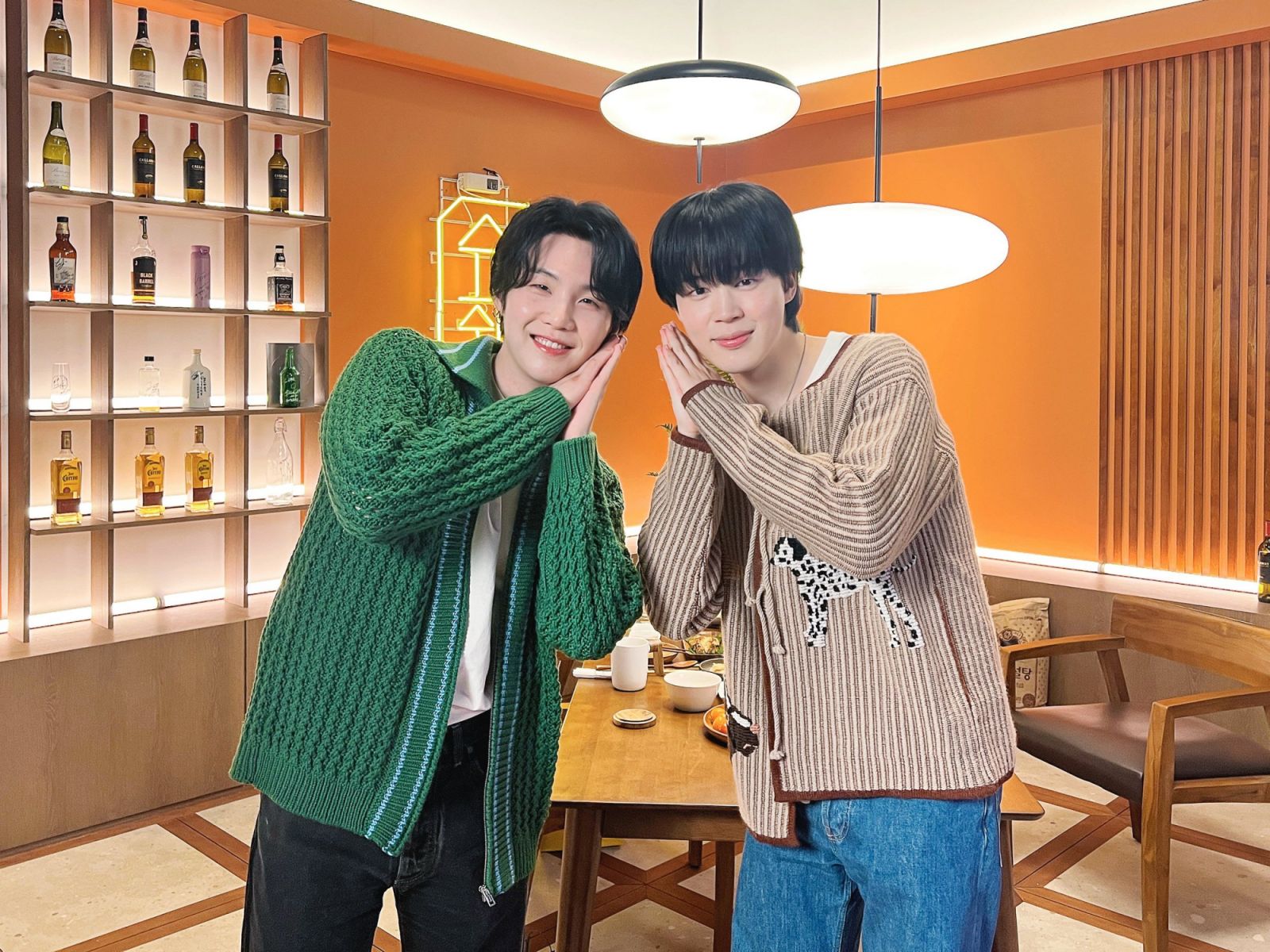 BTS Suga with his bandmate Jimin on set at an episode of "Suchwita" (Photo: X / BTS)