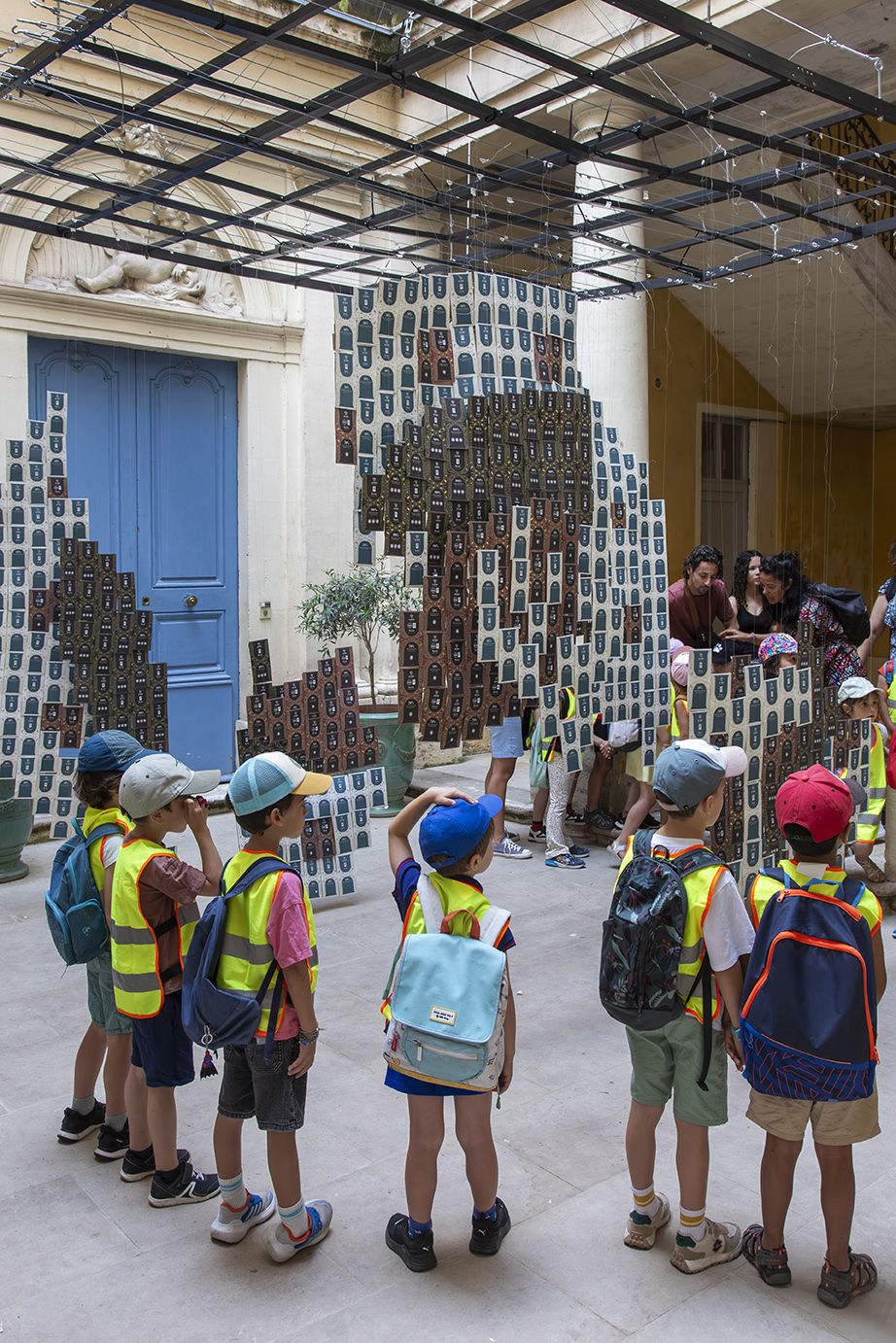 A different view of WTA's chocolate wrapper installation at the Festival des Architectures Vives 2025 in Montpellier, France
