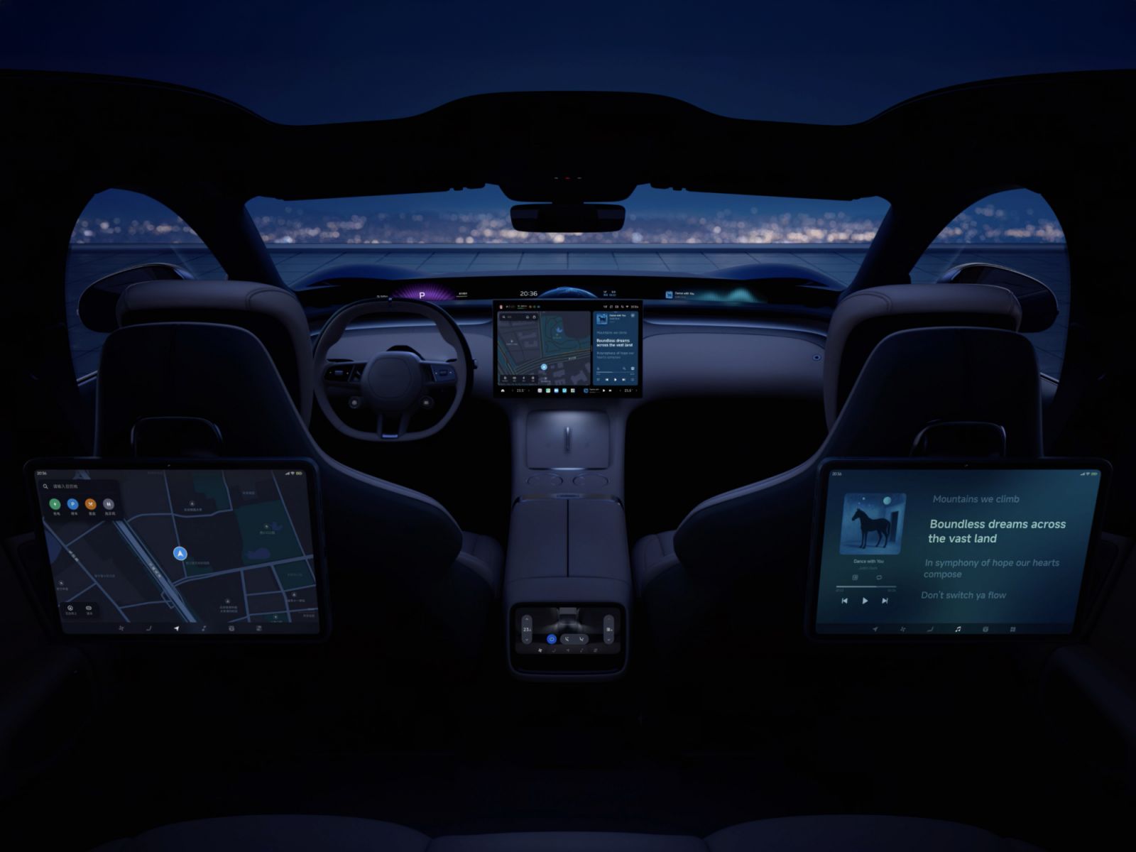 Besides the main 16.1-inch screen, the YU7 has 1.1 meter long screen just below the windshield area that can display various information (Photo: Xiaomi)