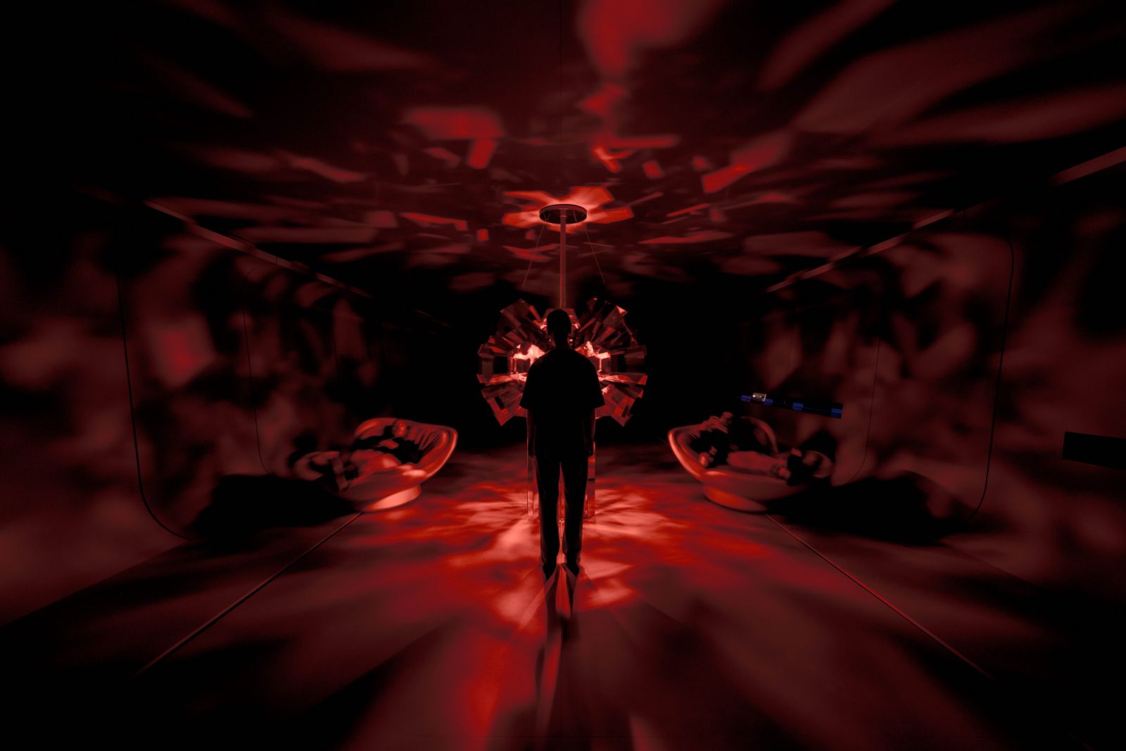 Manned by three attendants, one hidden behind the centrepiece, the installation admits two visitors at a time (Photo: Saverio Lombardi Vallauri)