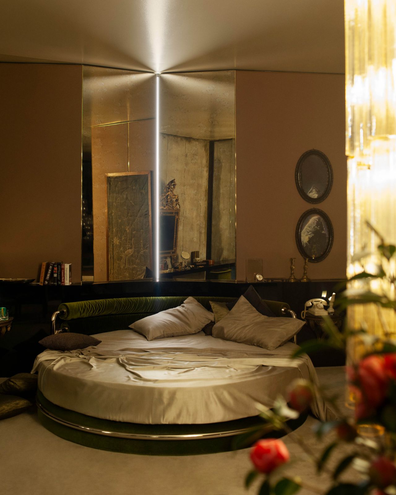 The bedroom scene at Loro Piana and Dimorestudio’s showcase during Milan Design Week exuded hushed opulence
