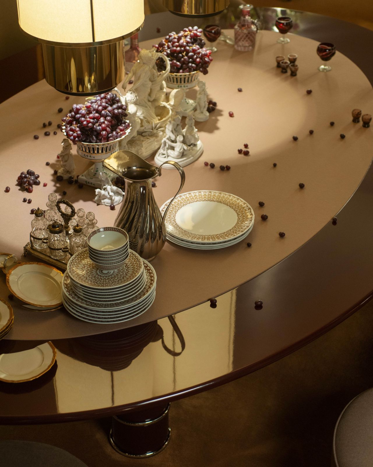 The artistic chaos of the dining room scene at Loro Piana and Dimorestudio’s showcase during Milan Design Week captured a mood of curated disarray