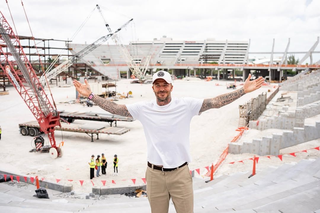 David Beckham has just shared a photo of the stadium he is backing, currently under construction in Miami and expected to open in 2026 (photo: Instagram @DavidBeckham)