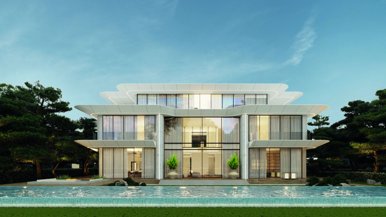 The facade of an opulent Sentosa Cove residence, with interiors by Another Level, representing one of the firm’s grandest projects to date