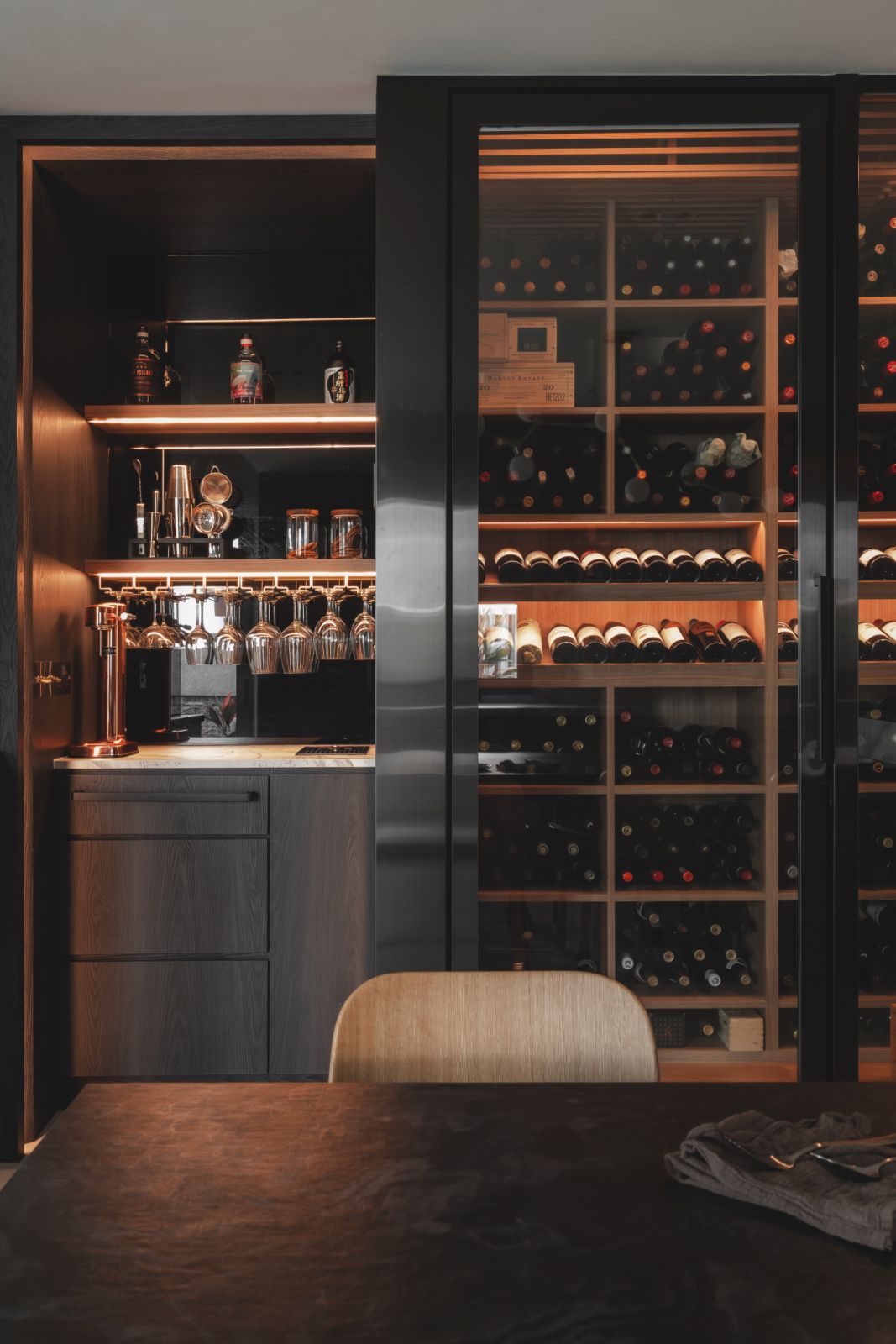 A custom wine chiller designed for a semi-detached house