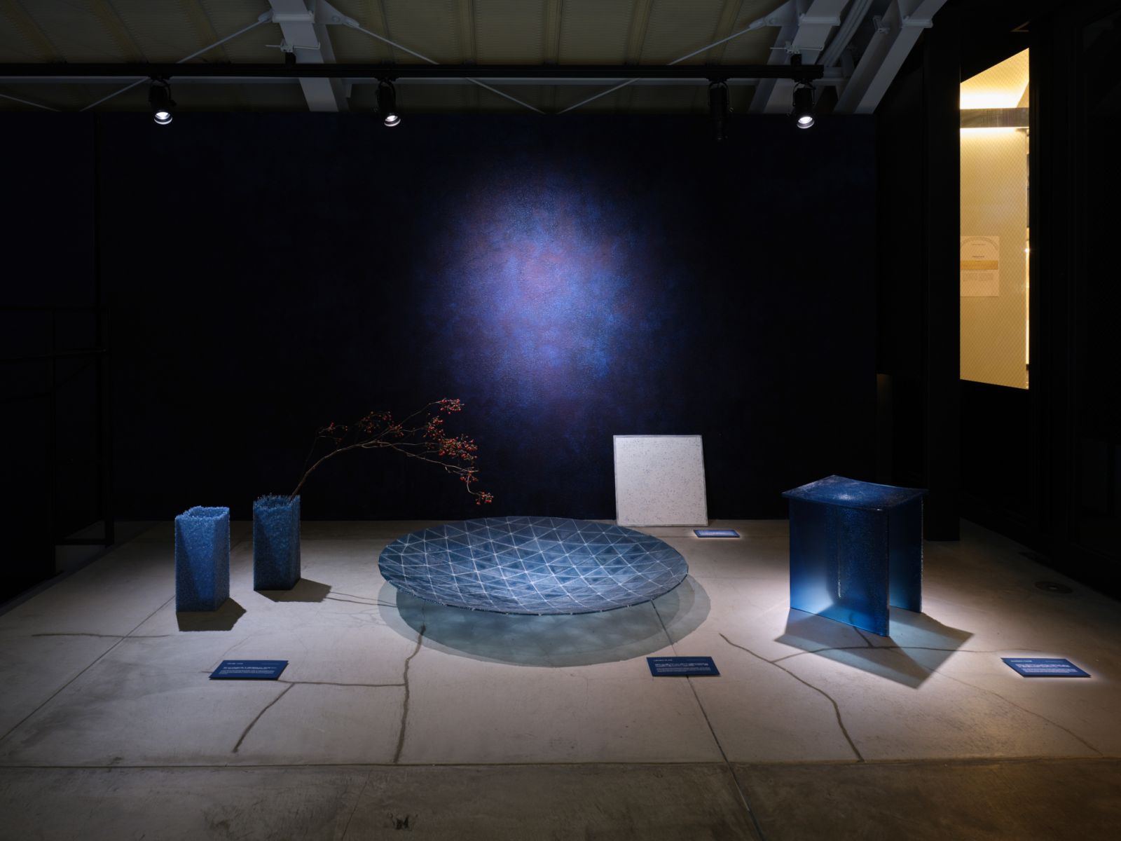 The resulting wall coverings, lamps, stools and bowls are evocative and beautiful, with their enigmatic blue colour and translucency (Photo: Kohei Yamamoto)