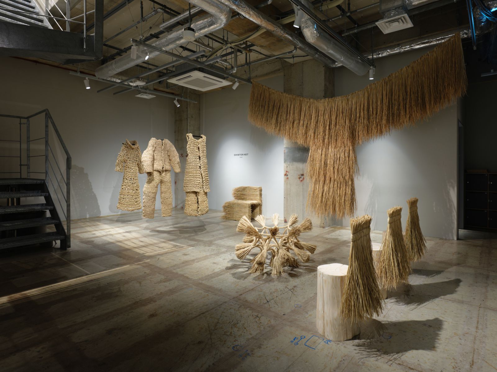Titled Nest, this exhibit is a discourse on using rice straw left over from the harvested rice (Photo: Kohei Yamamoto)