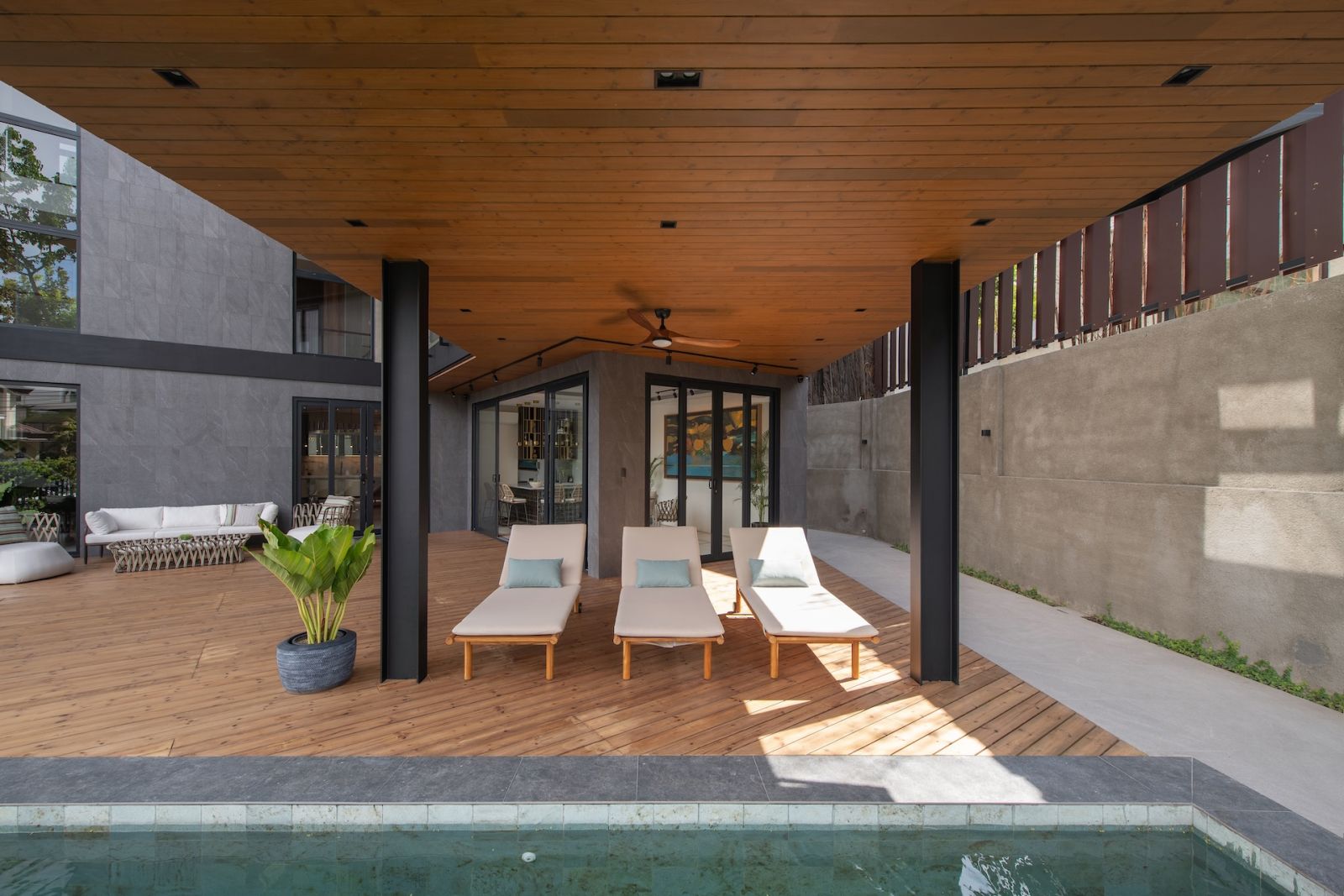 The swimming lounge of this Alabang, Metro Manila home designed by Rock Robins